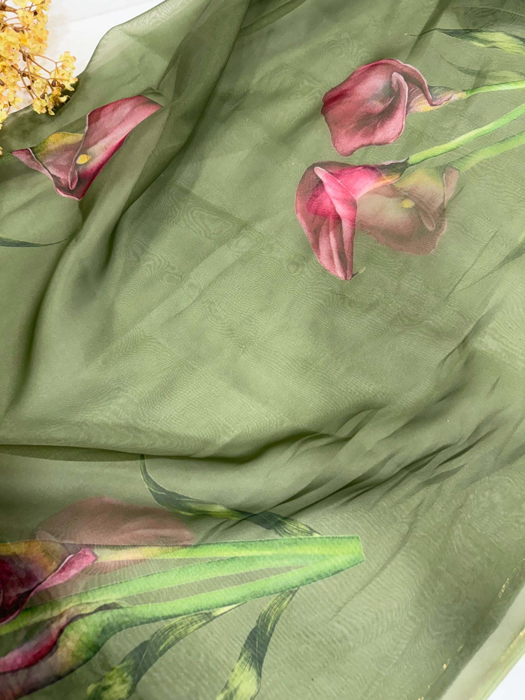 Digital floral Printed organza fabric