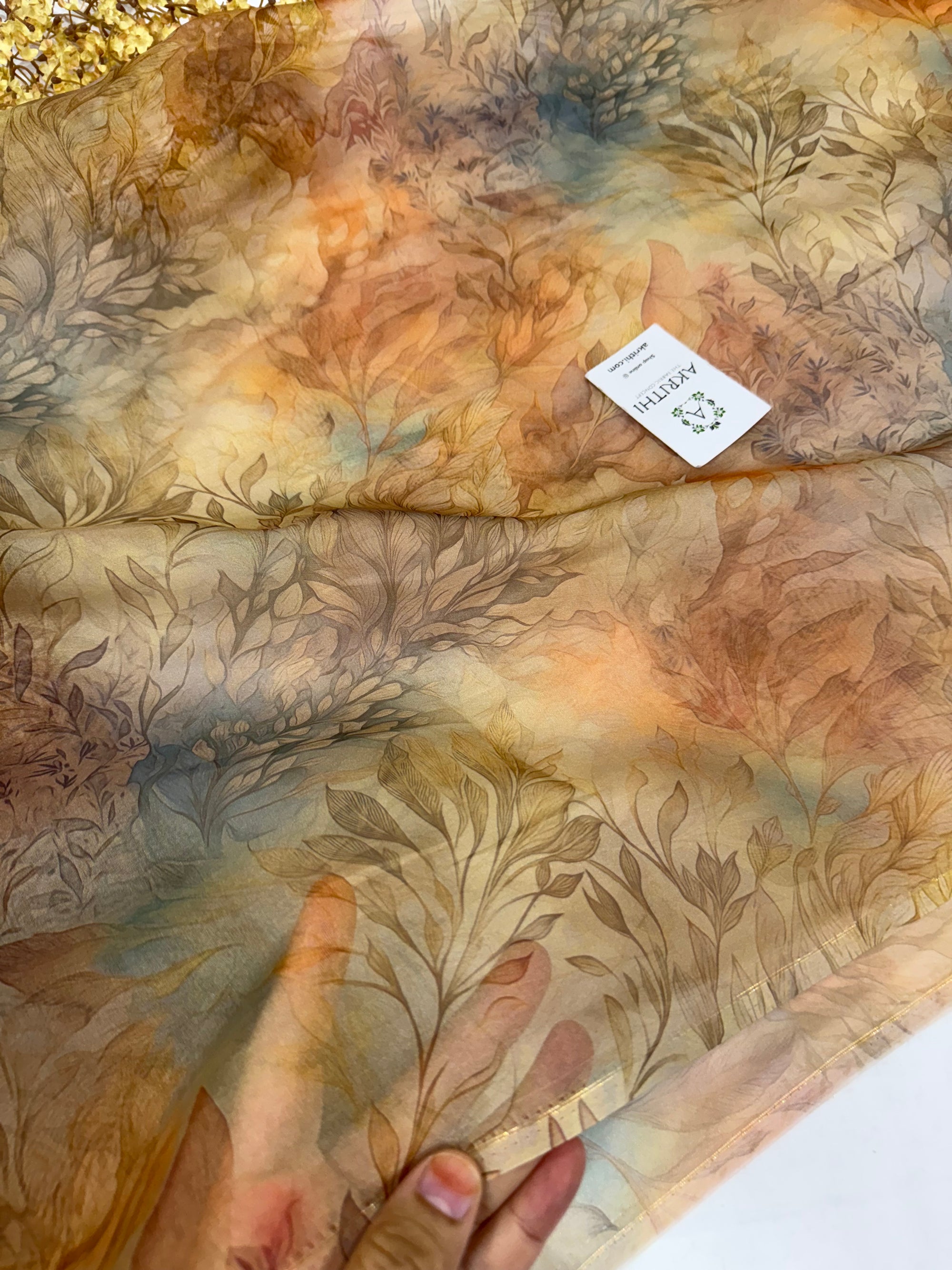 Digital floral Printed organza fabric