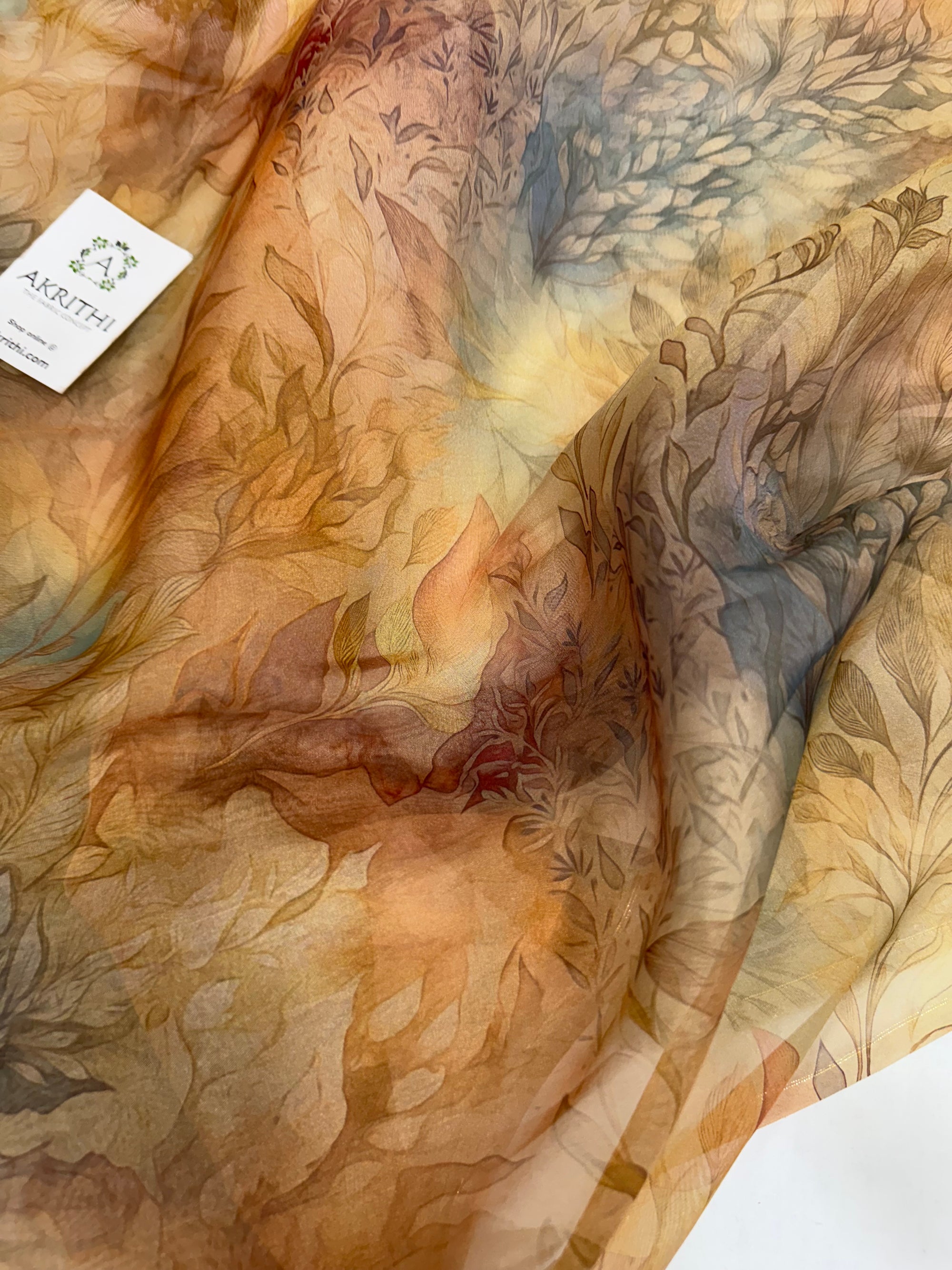 Digital floral Printed organza fabric