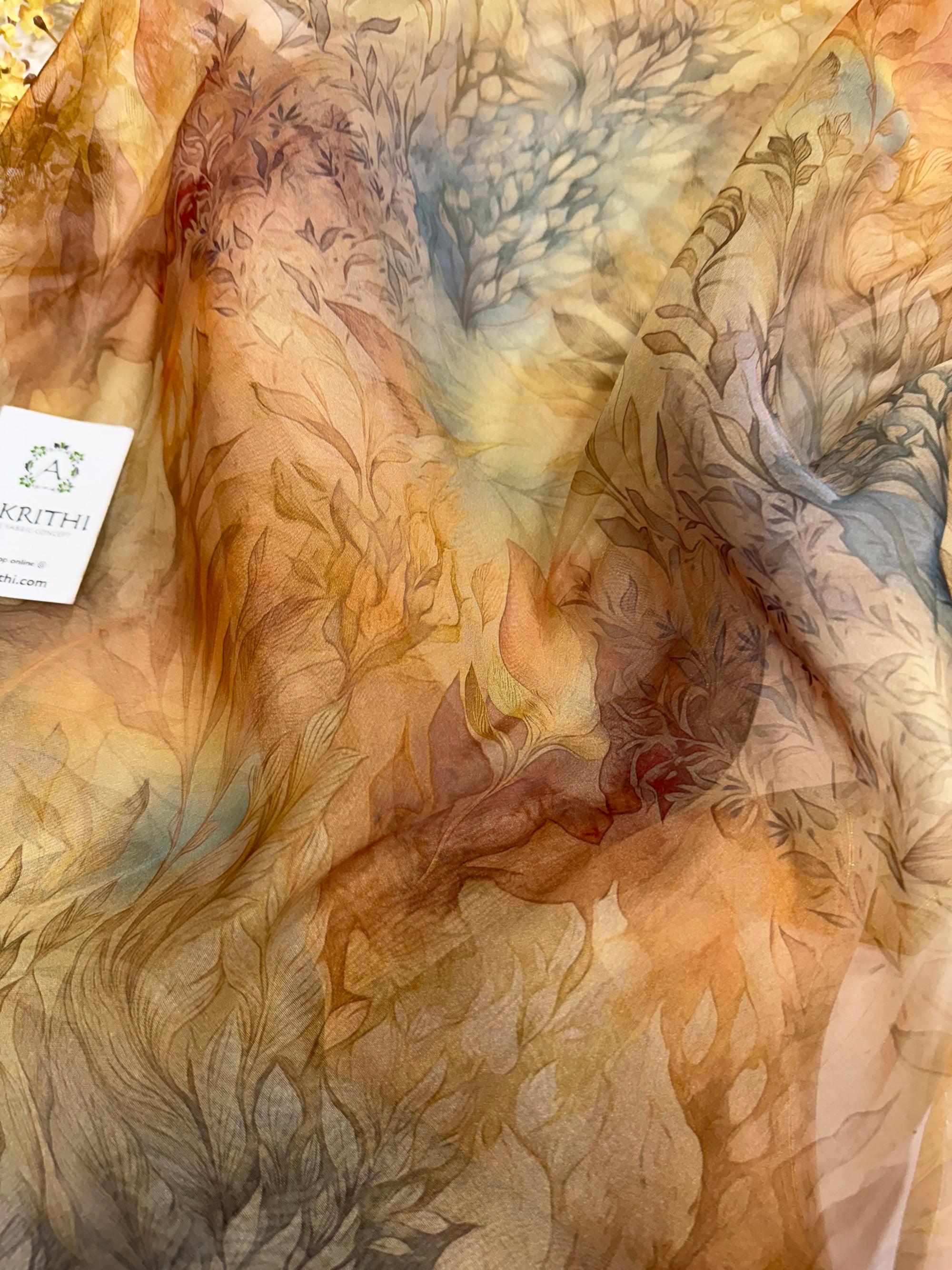 Digital floral Printed organza fabric