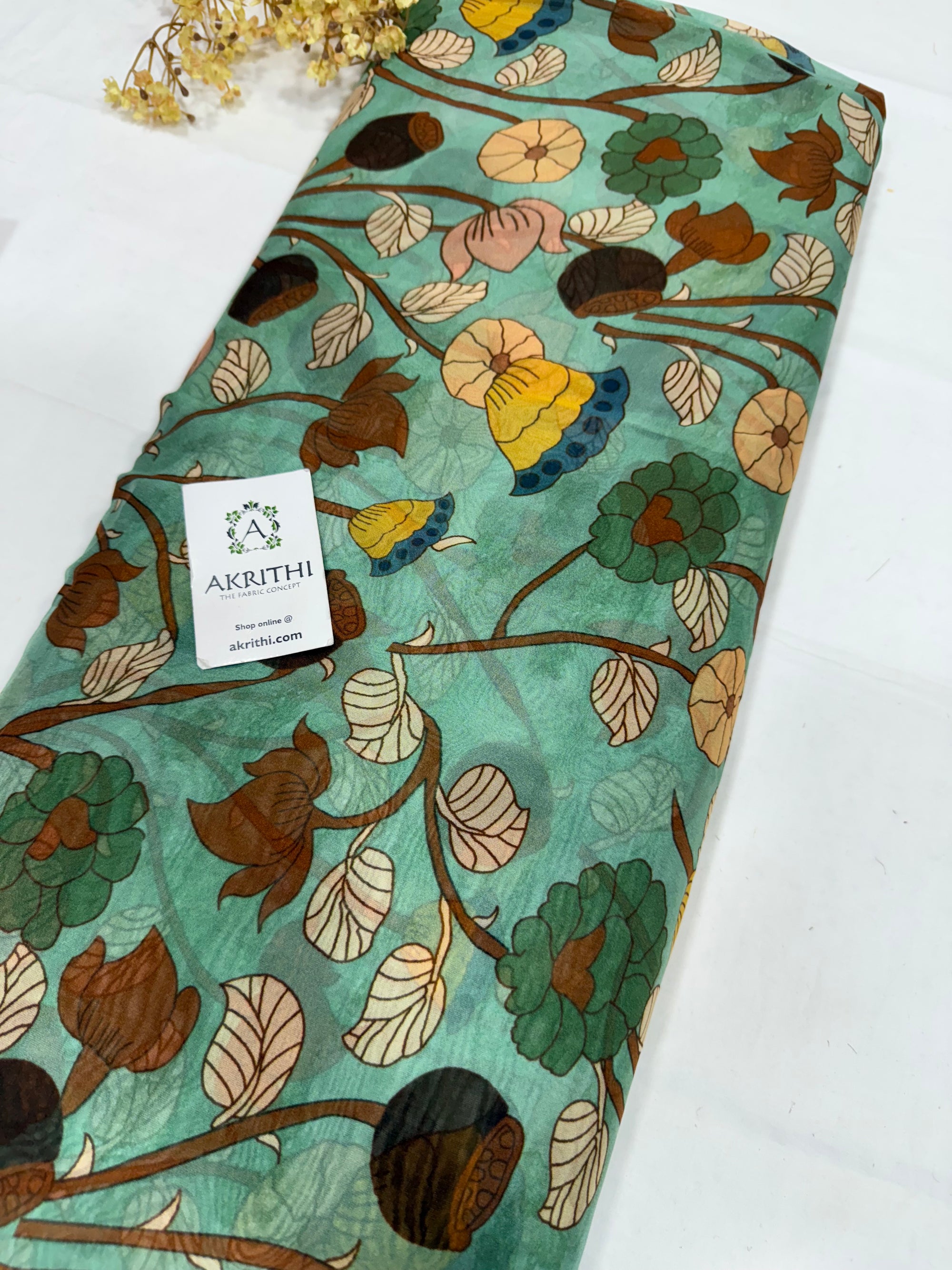 Digital floral Printed pure organza fabric