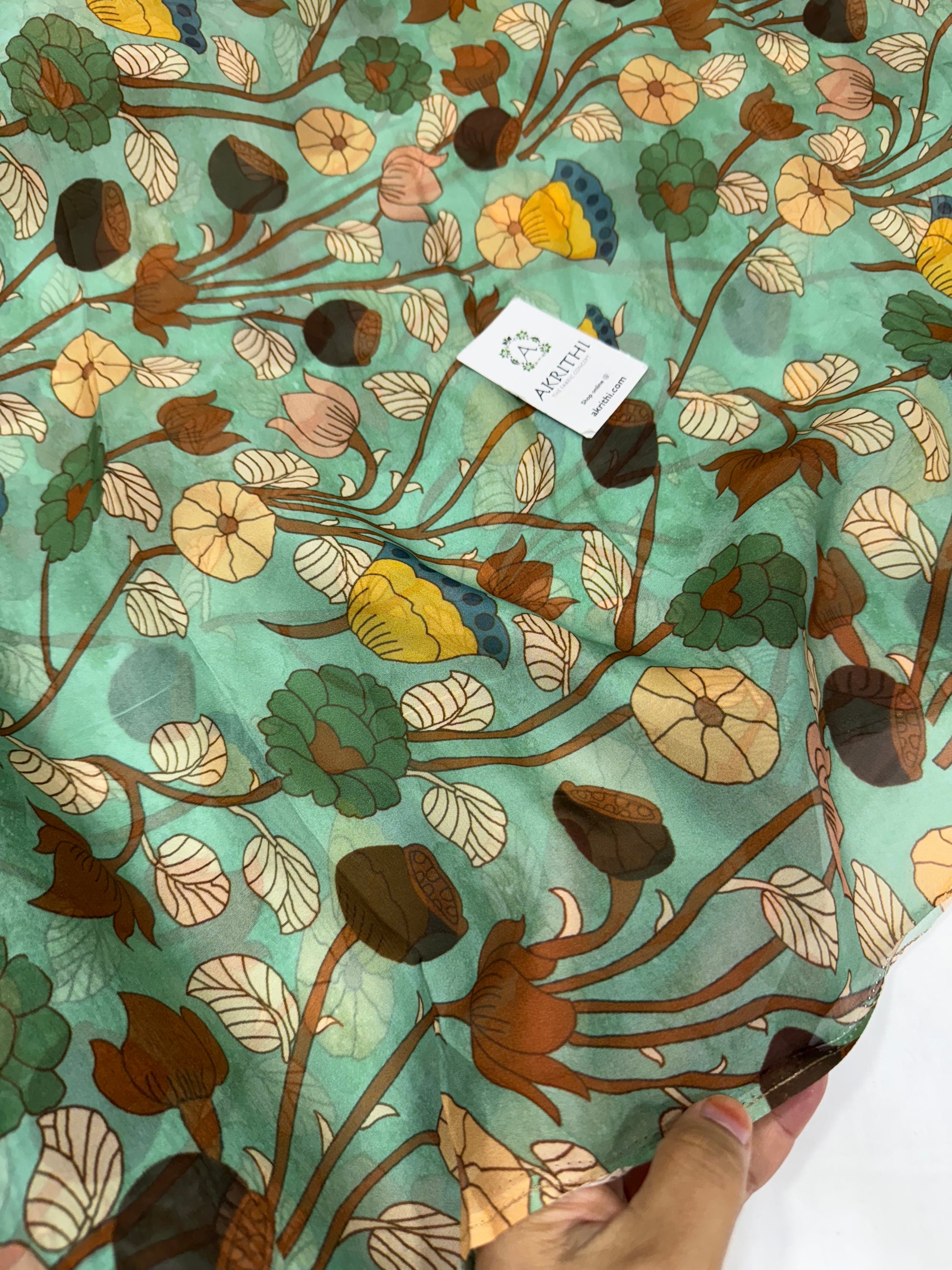 Digital floral Printed pure organza fabric