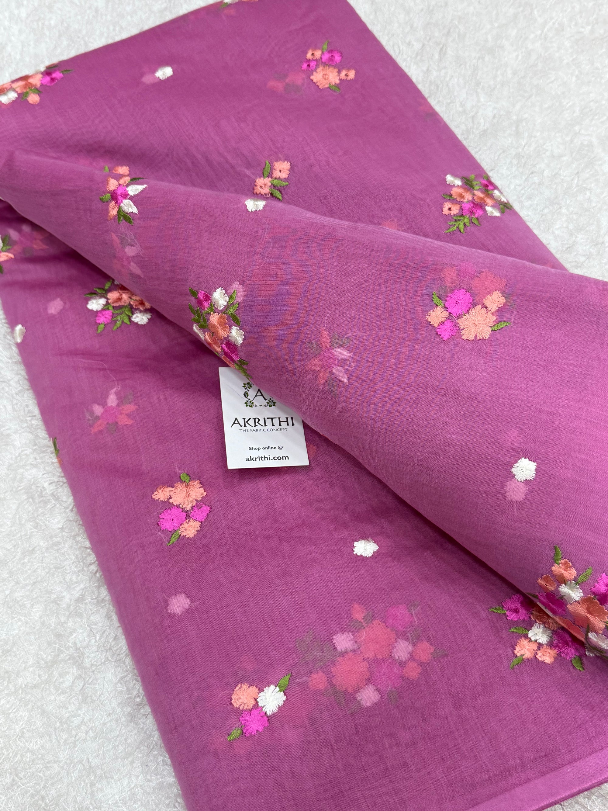 PURE MUL CHANDERI EMBROIDERED FABRIC