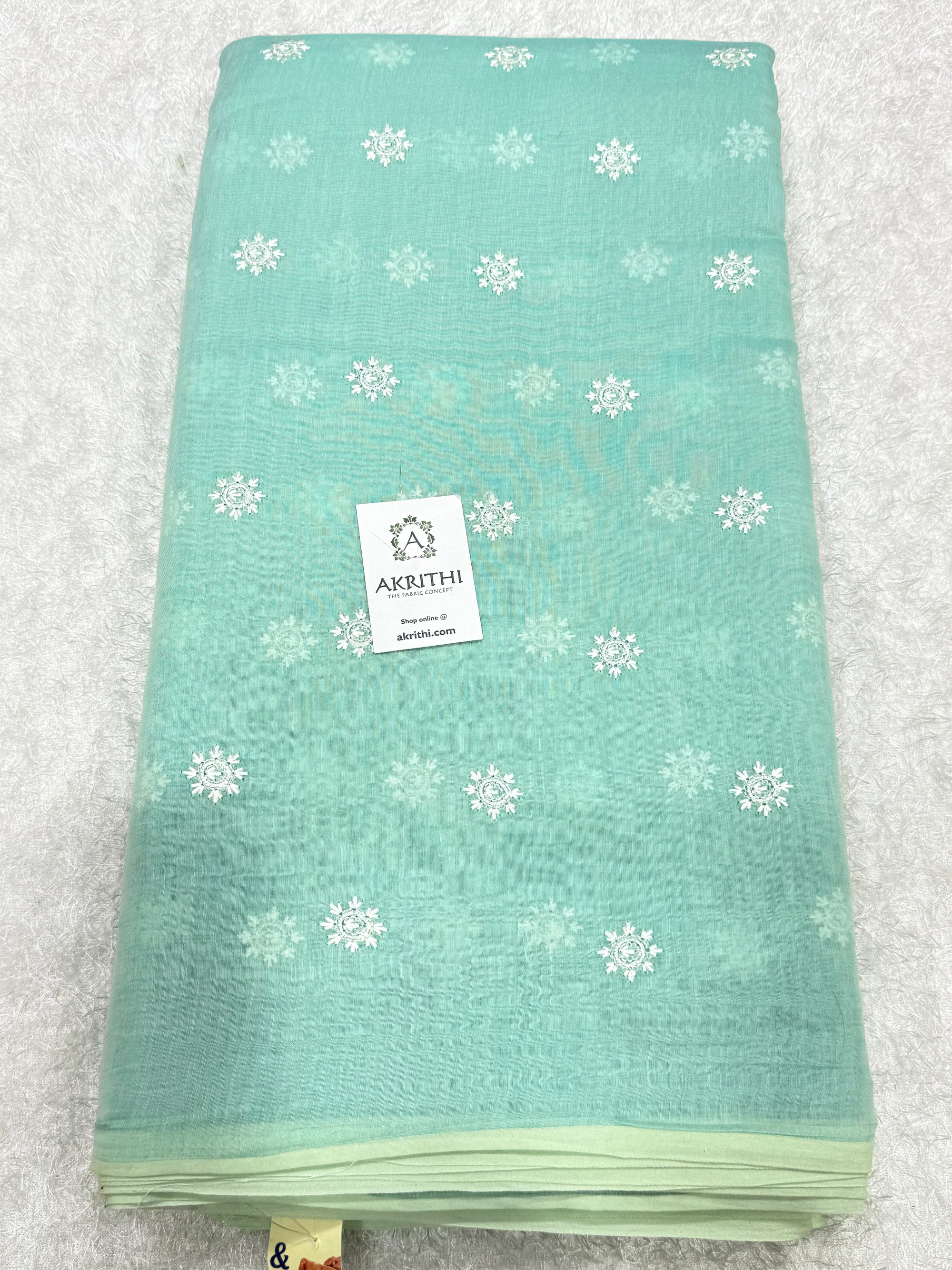 PURE MUL CHANDERI EMBROIDERED FABRIC