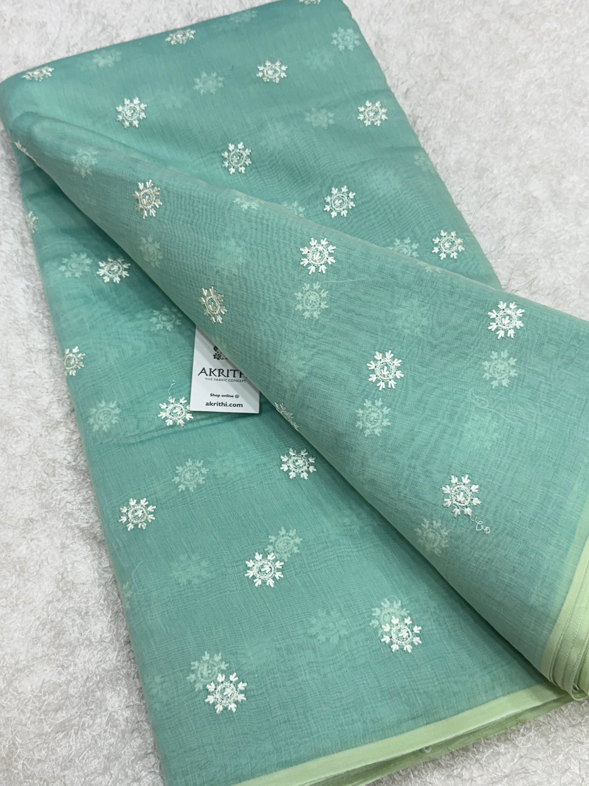 PURE MUL CHANDERI EMBROIDERED FABRIC