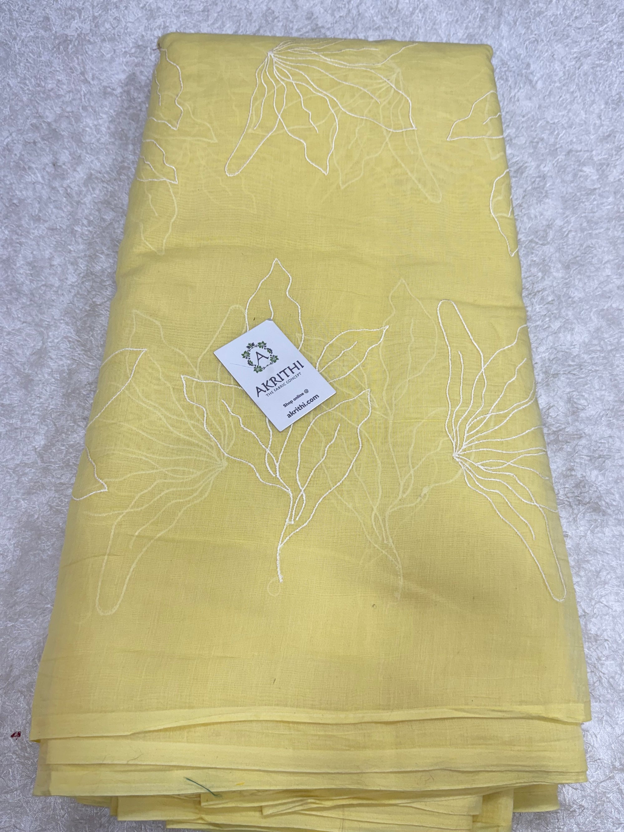 PURE MUL CHANDERI EMBROIDERED FABRIC