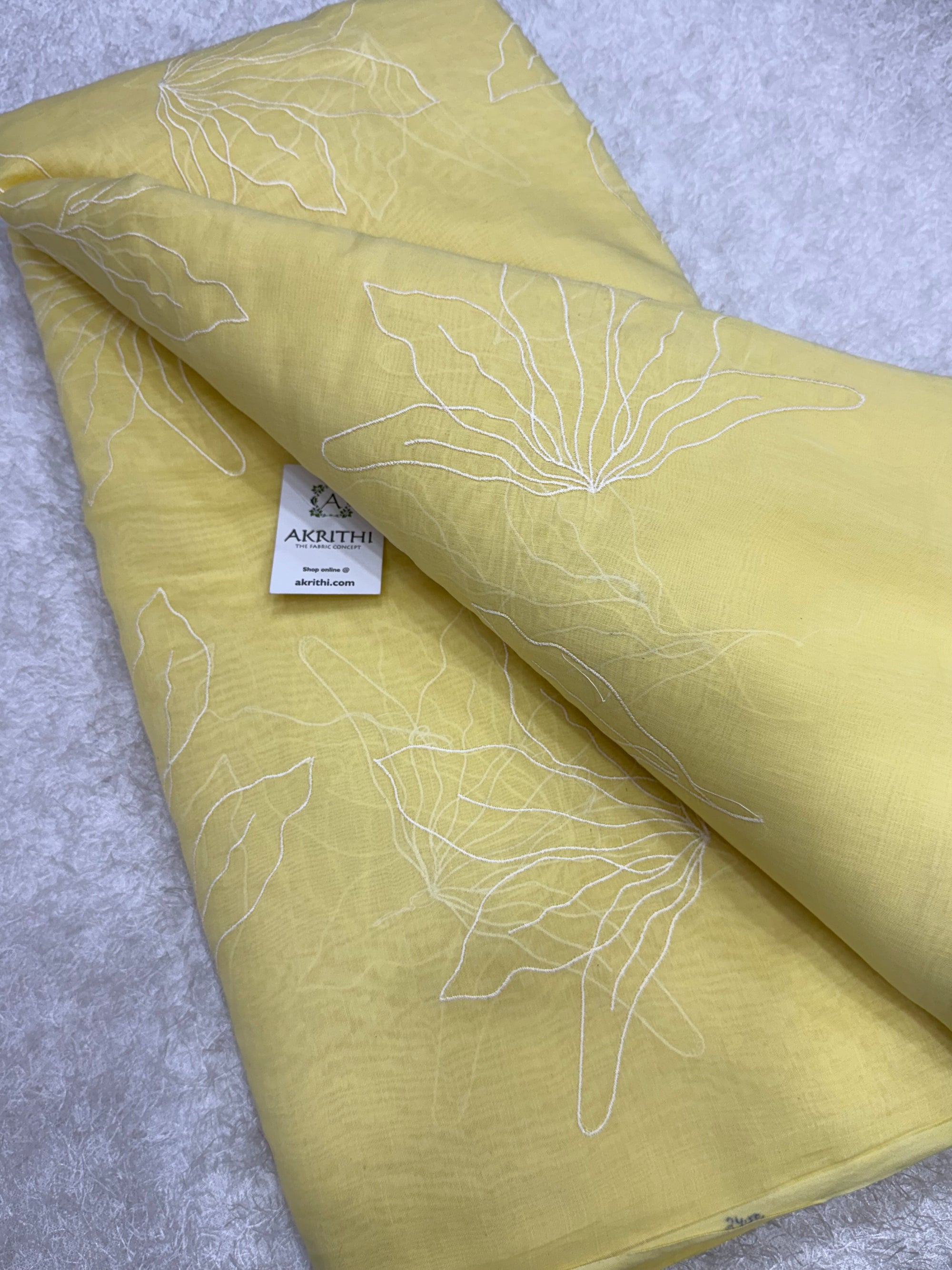 PURE MUL CHANDERI EMBROIDERED FABRIC