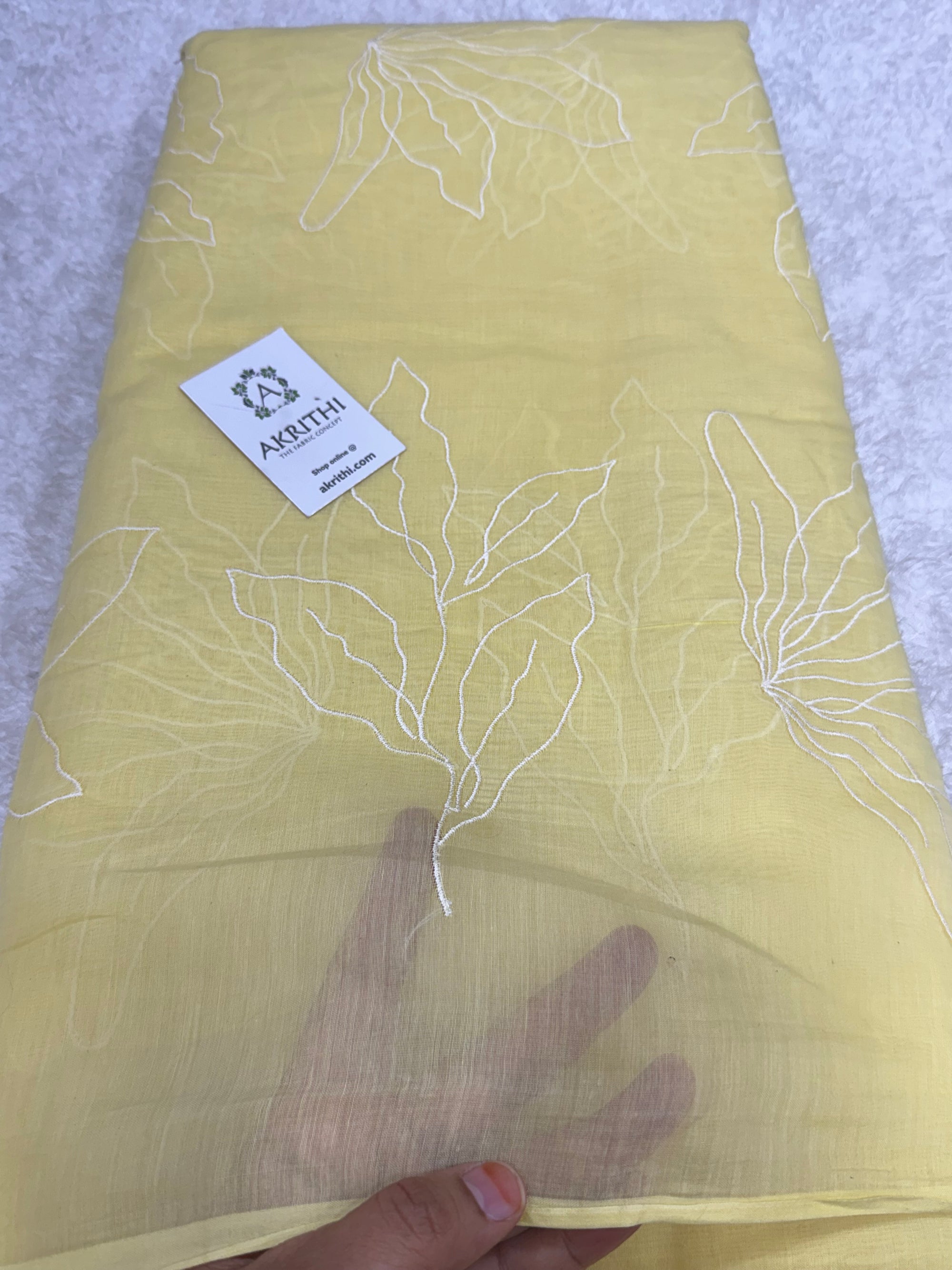 PURE MUL CHANDERI EMBROIDERED FABRIC