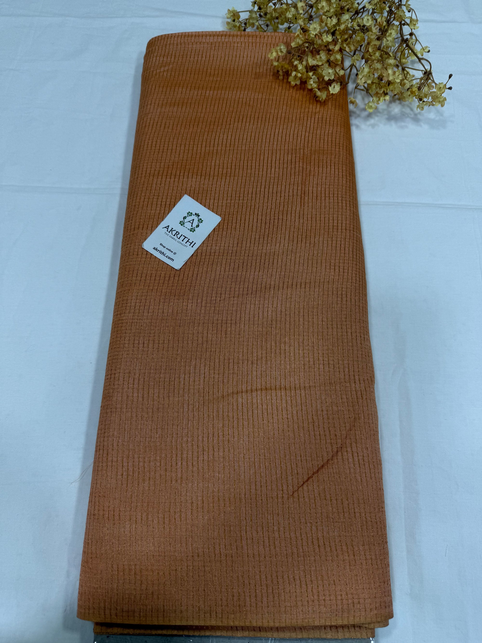 GOLD TISSUE CHECKS PURE TUSSAR SILK FABRIC