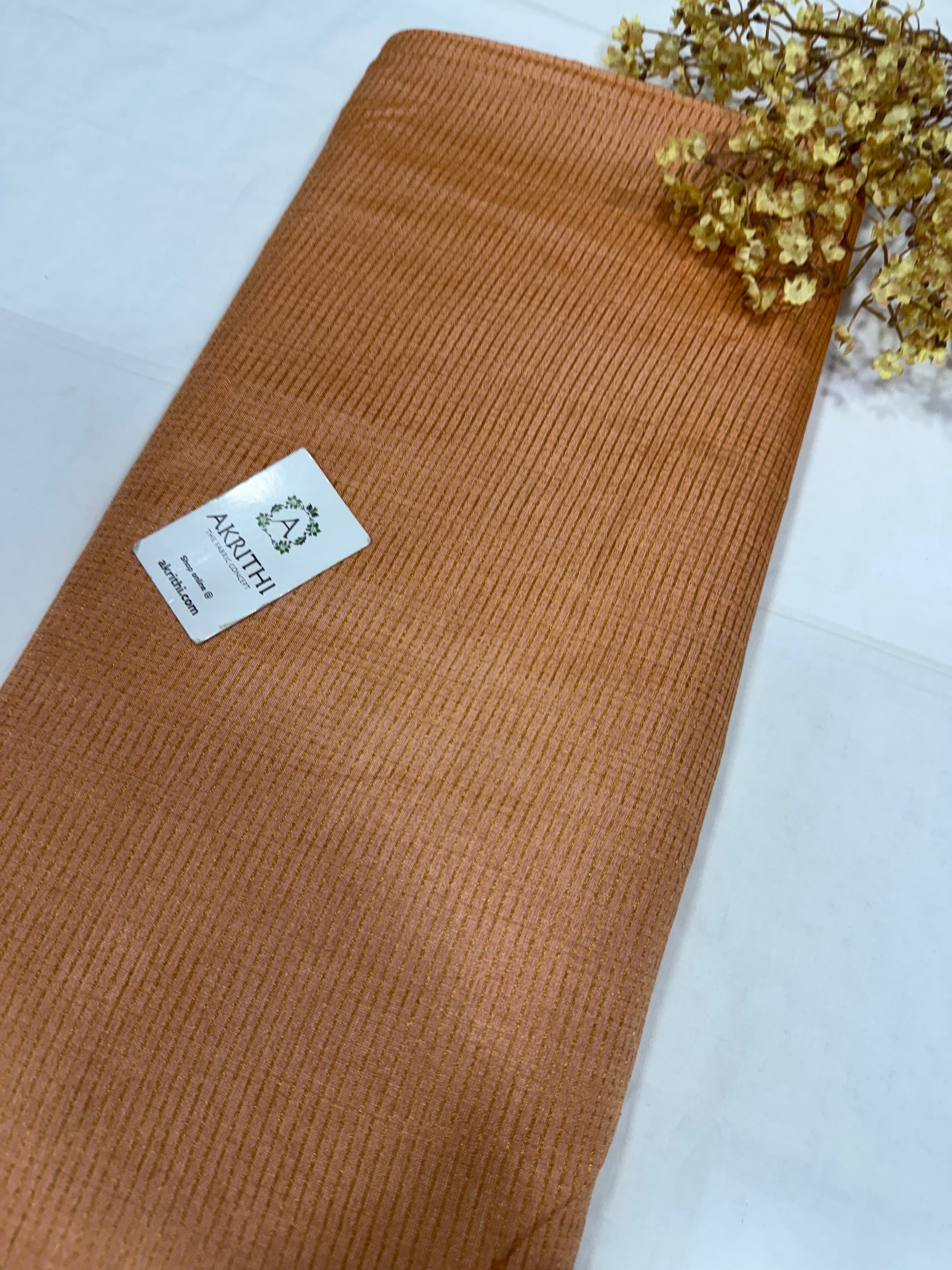 GOLD TISSUE CHECKS PURE TUSSAR SILK FABRIC