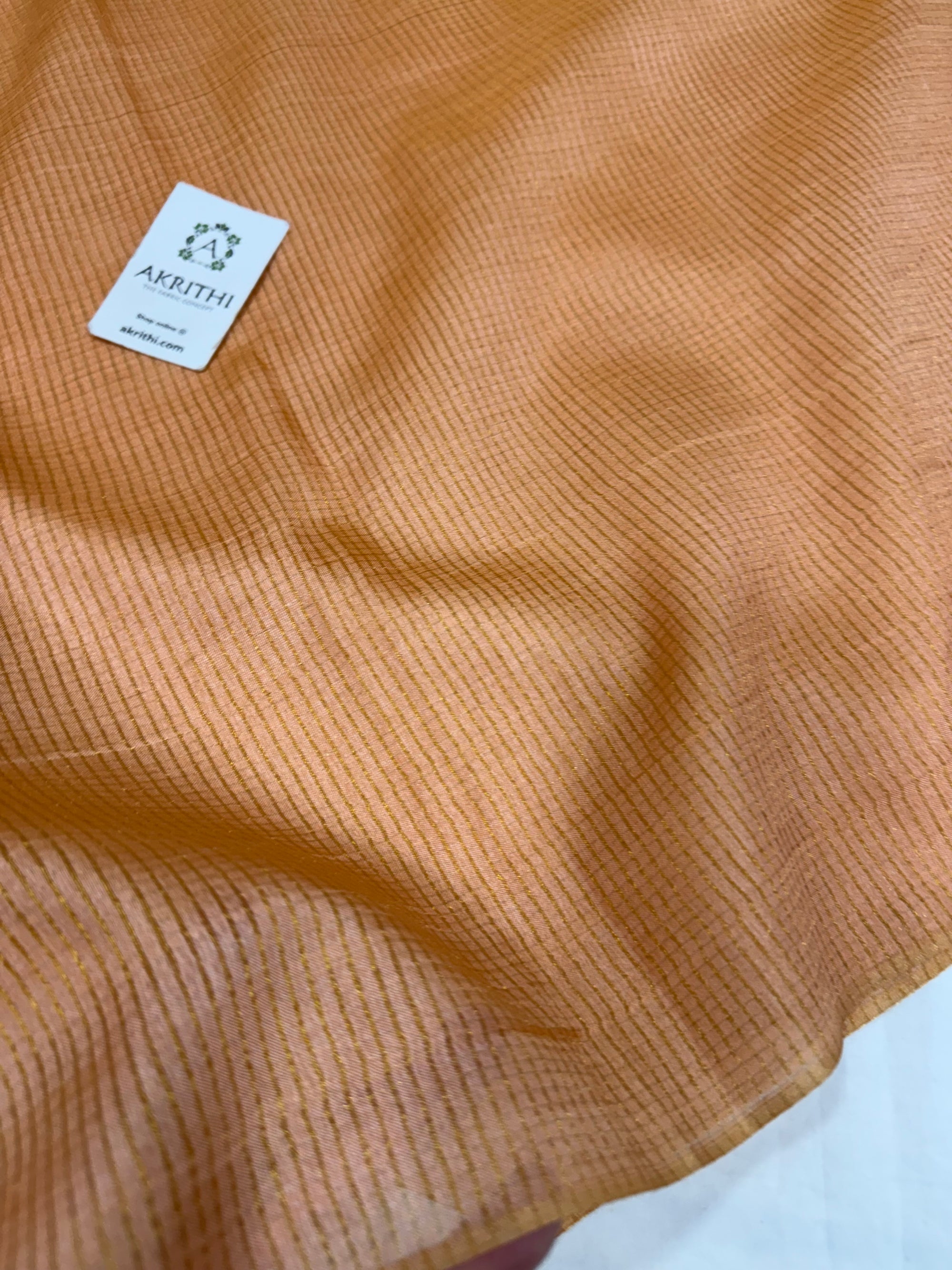 GOLD TISSUE CHECKS PURE TUSSAR SILK FABRIC