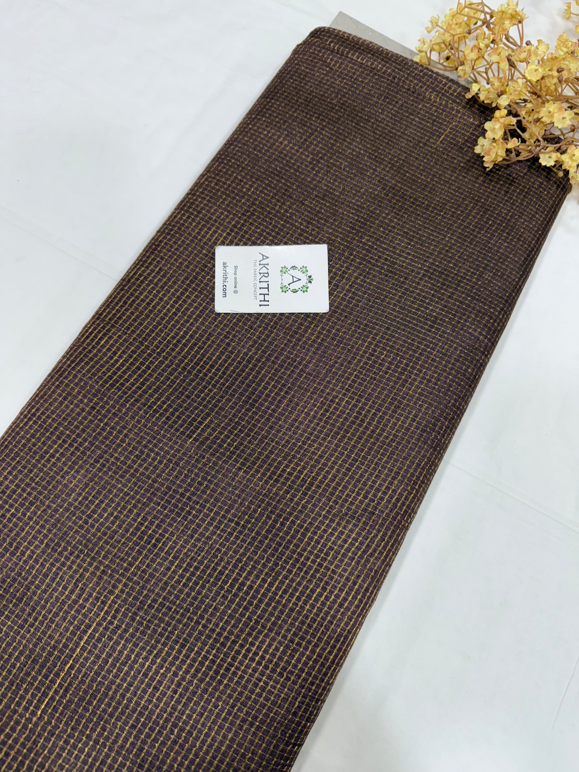 GOLD TISSUE CHECKS PURE TUSSAR SILK FABRIC
