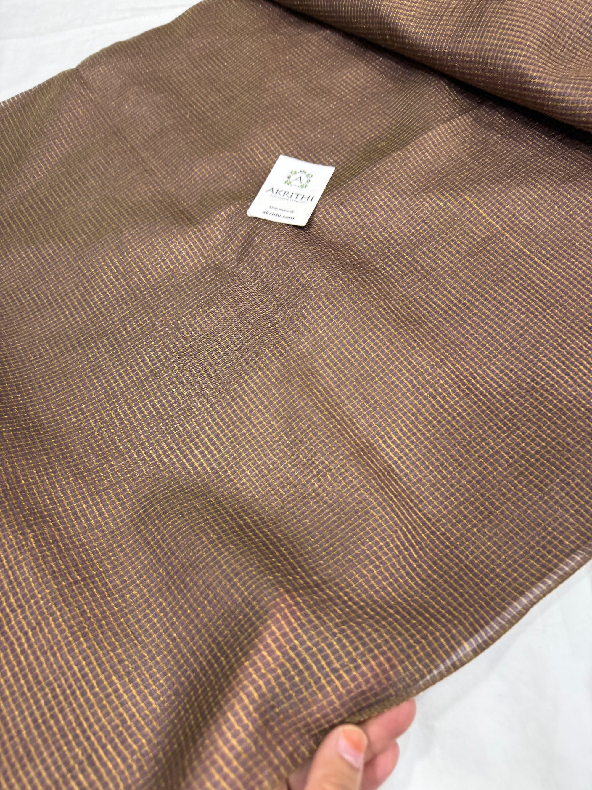 GOLD TISSUE CHECKS PURE TUSSAR SILK FABRIC