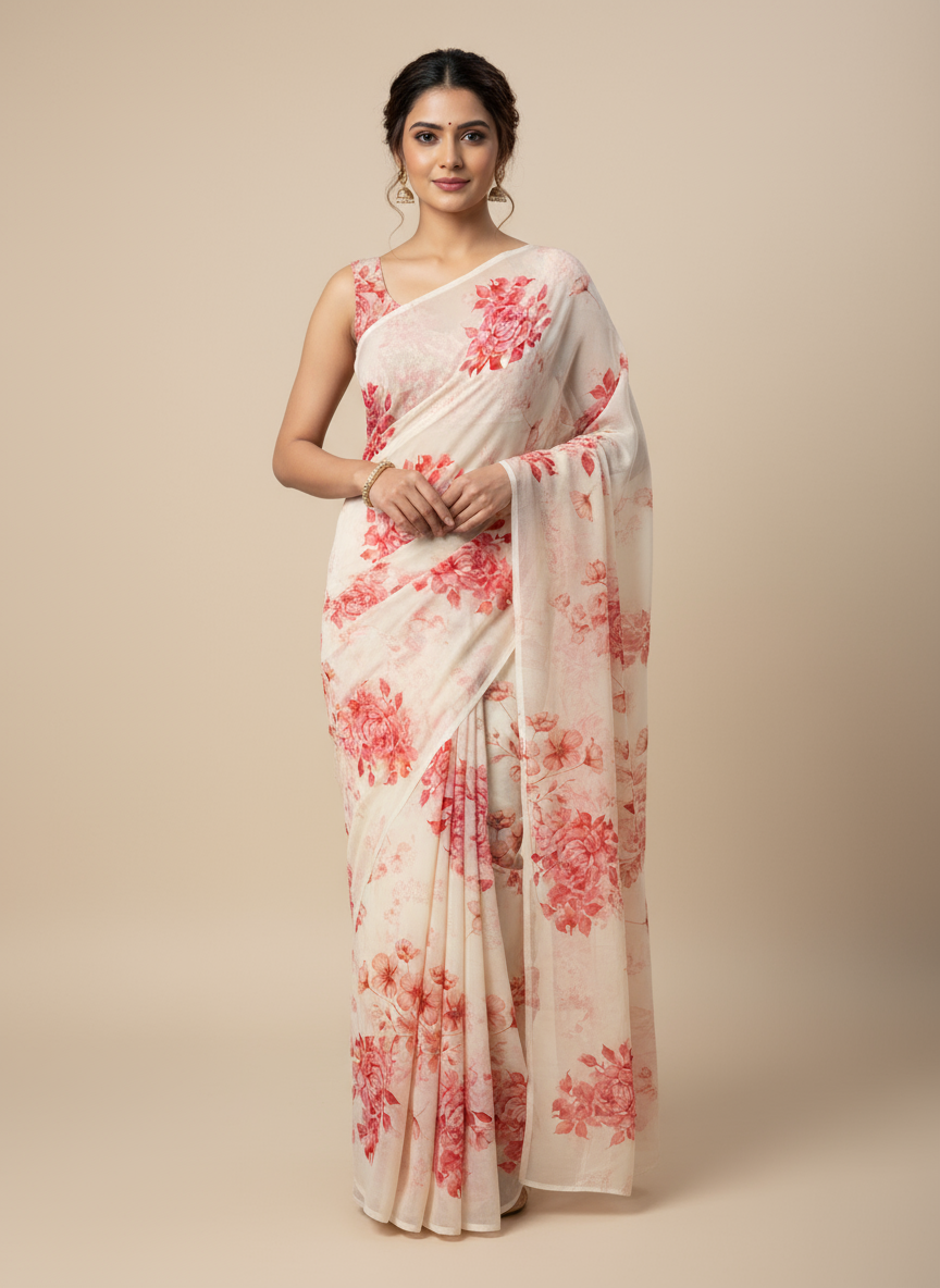 Digital Printed pure georgette saree