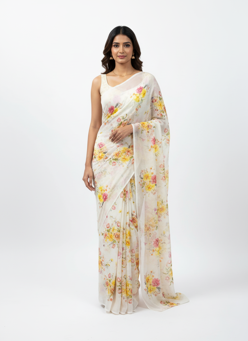 Digital Printed pure georgette saree