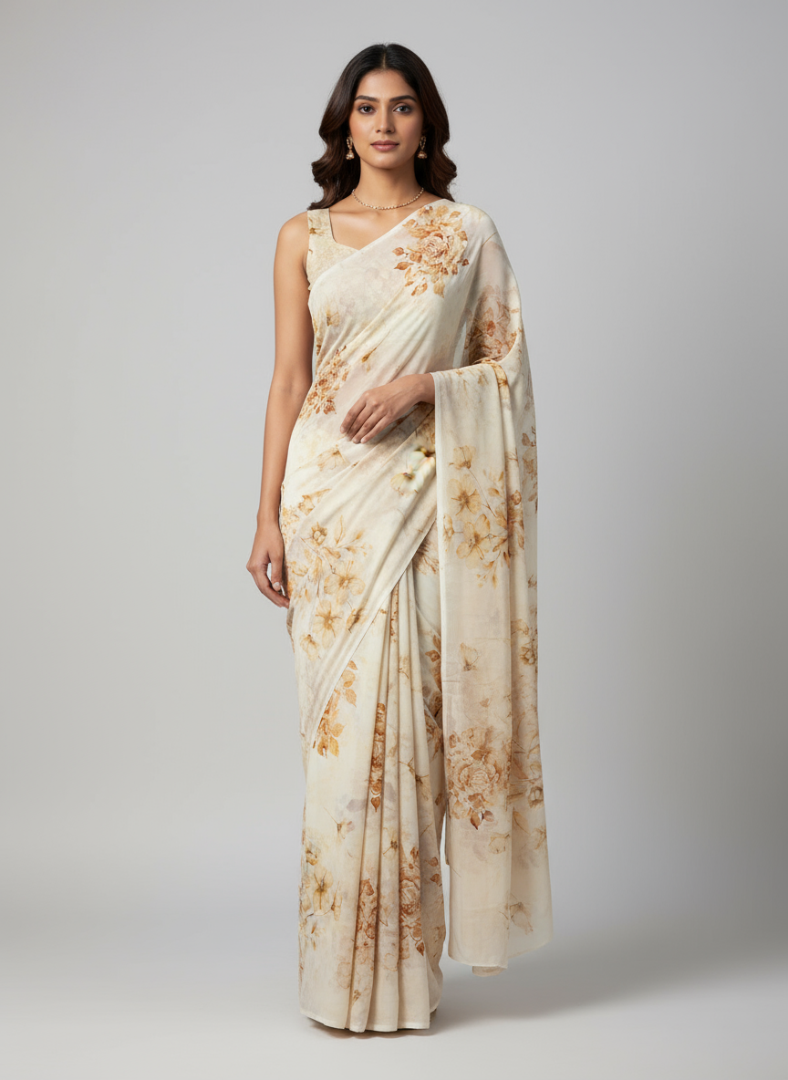 Digital Printed pure georgette fabric saree