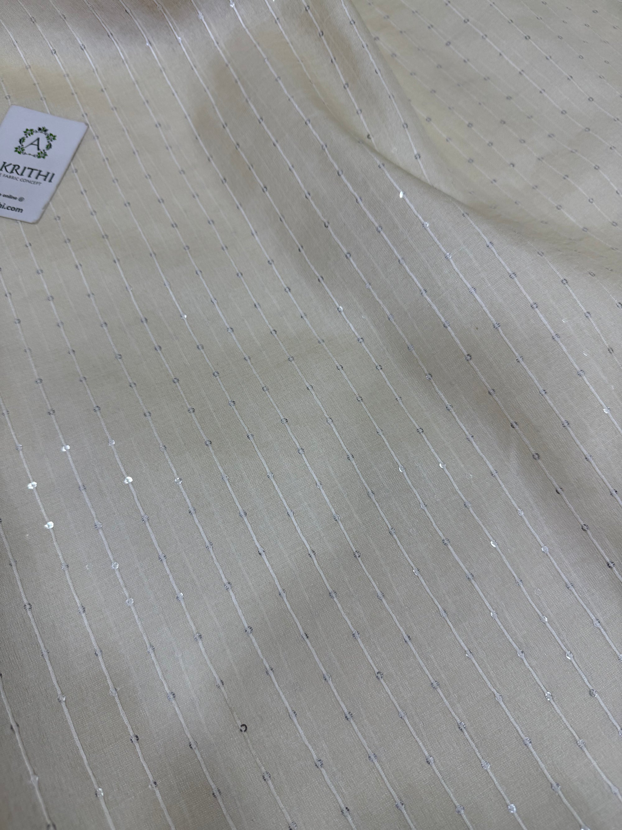Dyeable Striped Pure Tussar silk fabric with sequins