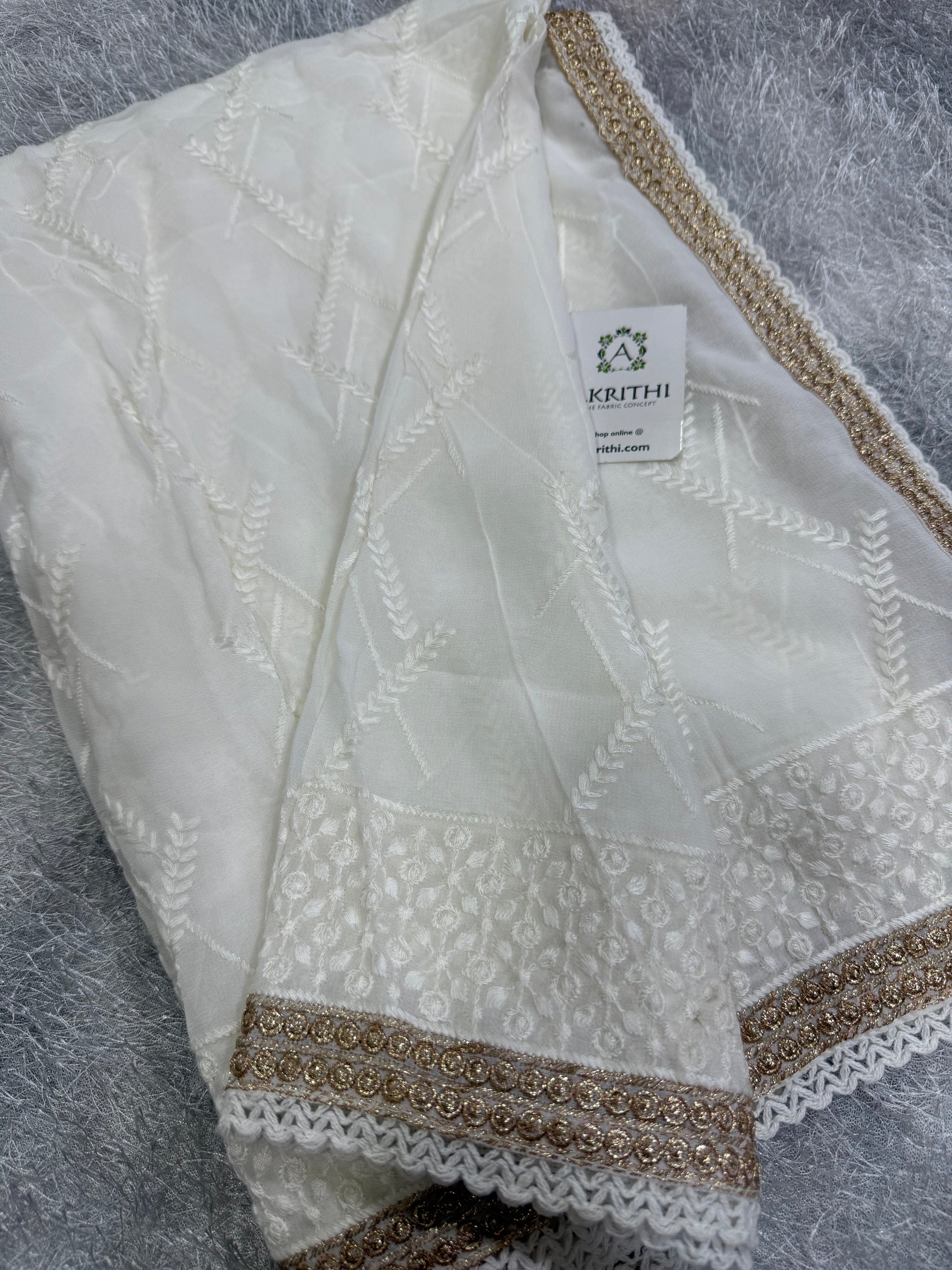 Dyeable embroidered georgette dupatta