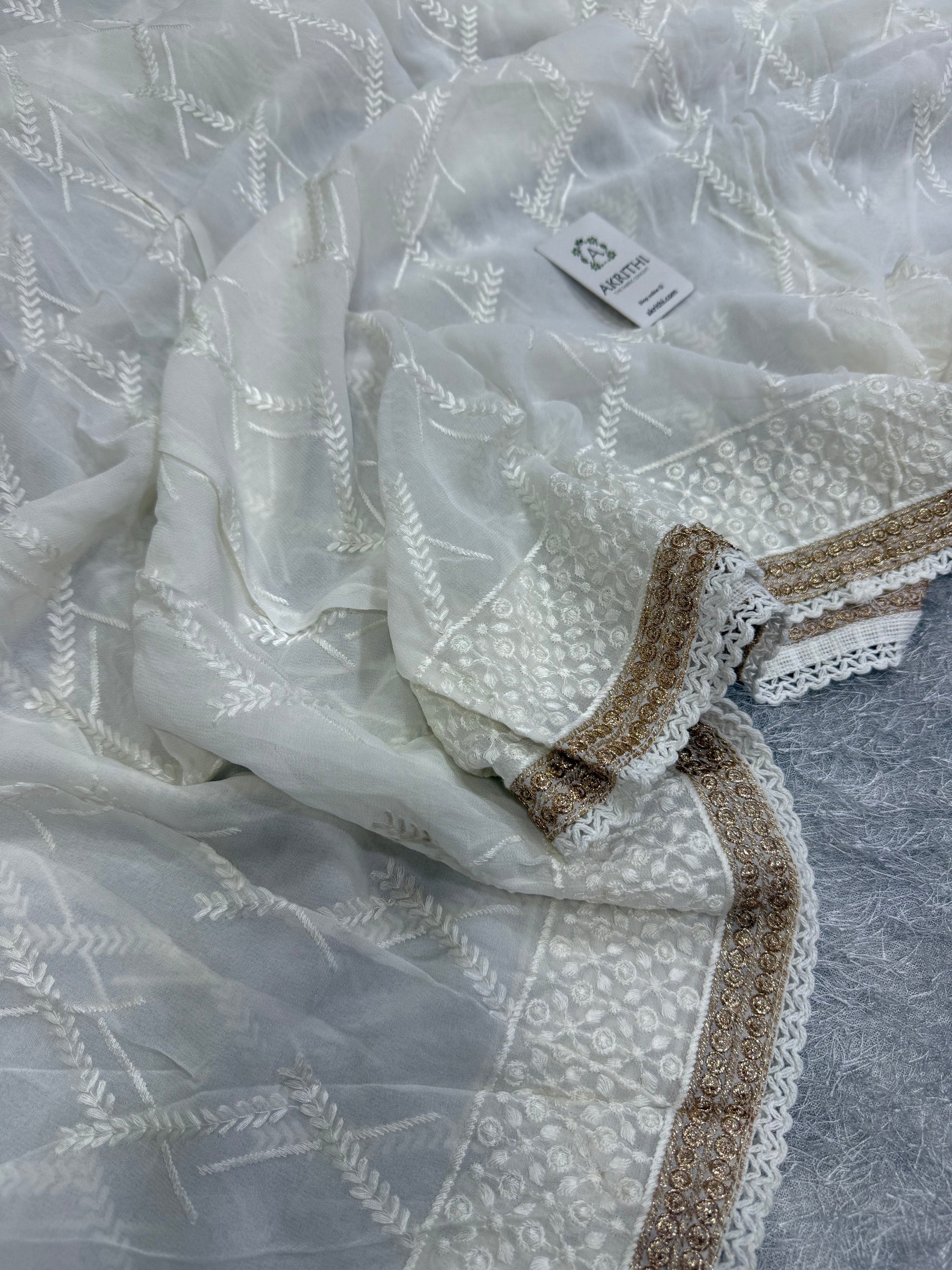 Dyeable embroidered georgette dupatta