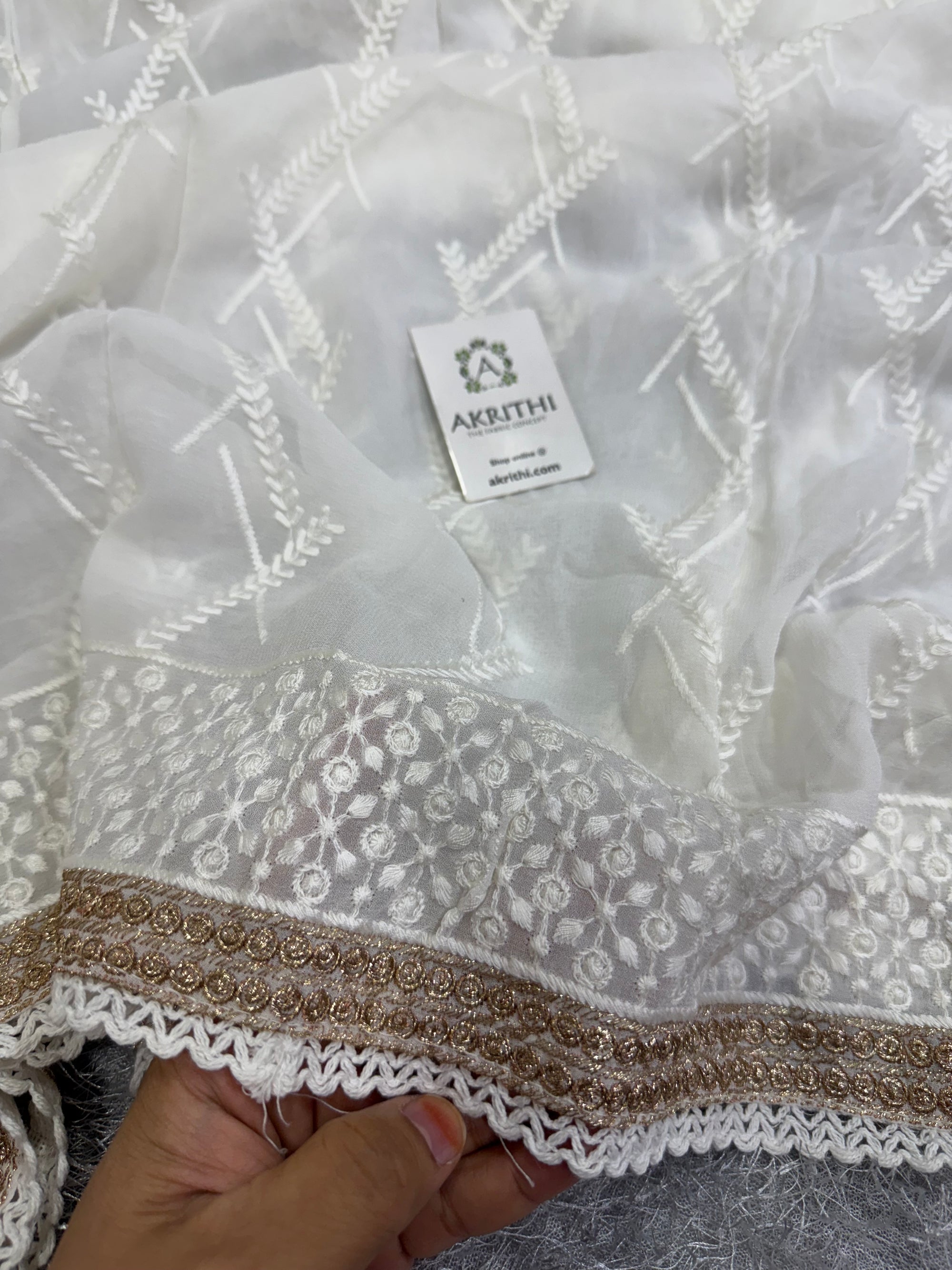 Dyeable embroidered georgette dupatta