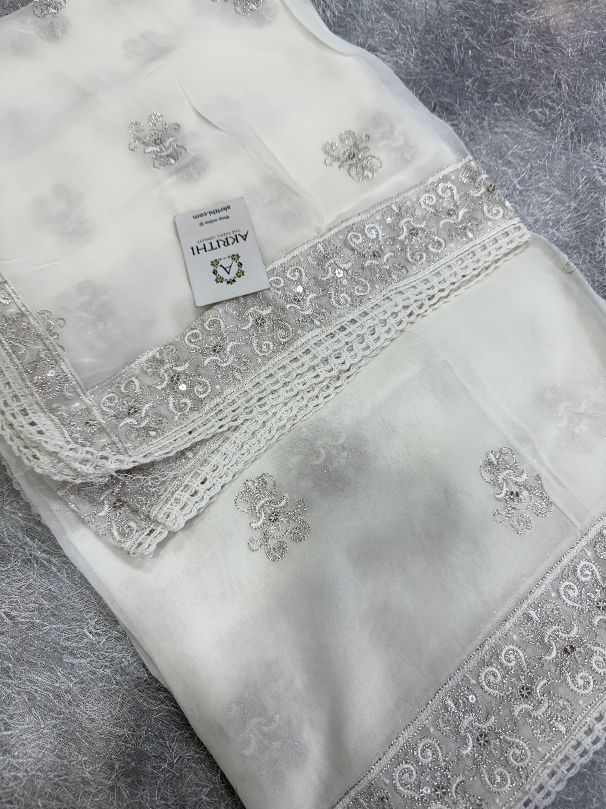 Dyeable embroidered georgette dupatta
