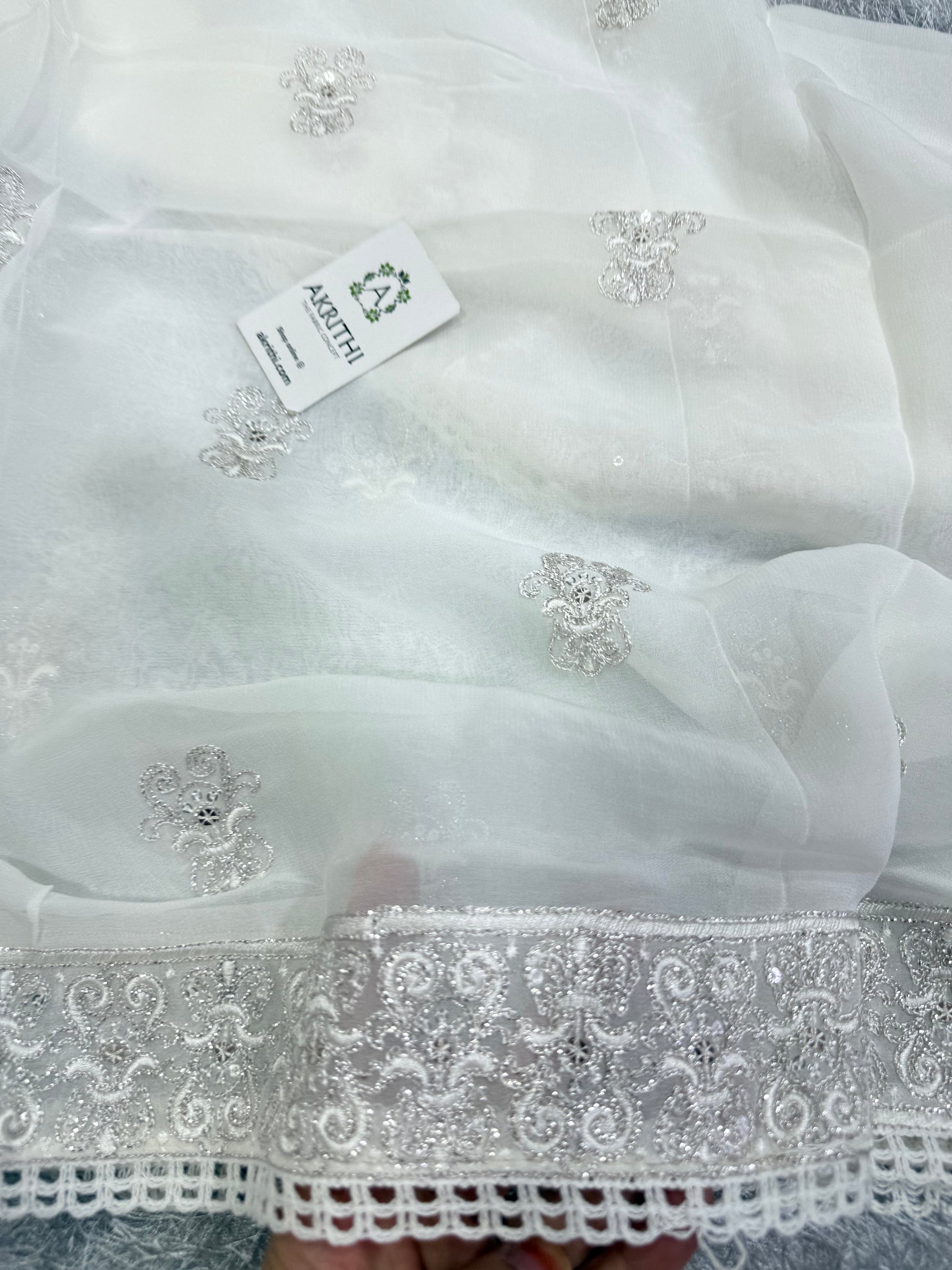 Dyeable embroidered georgette dupatta