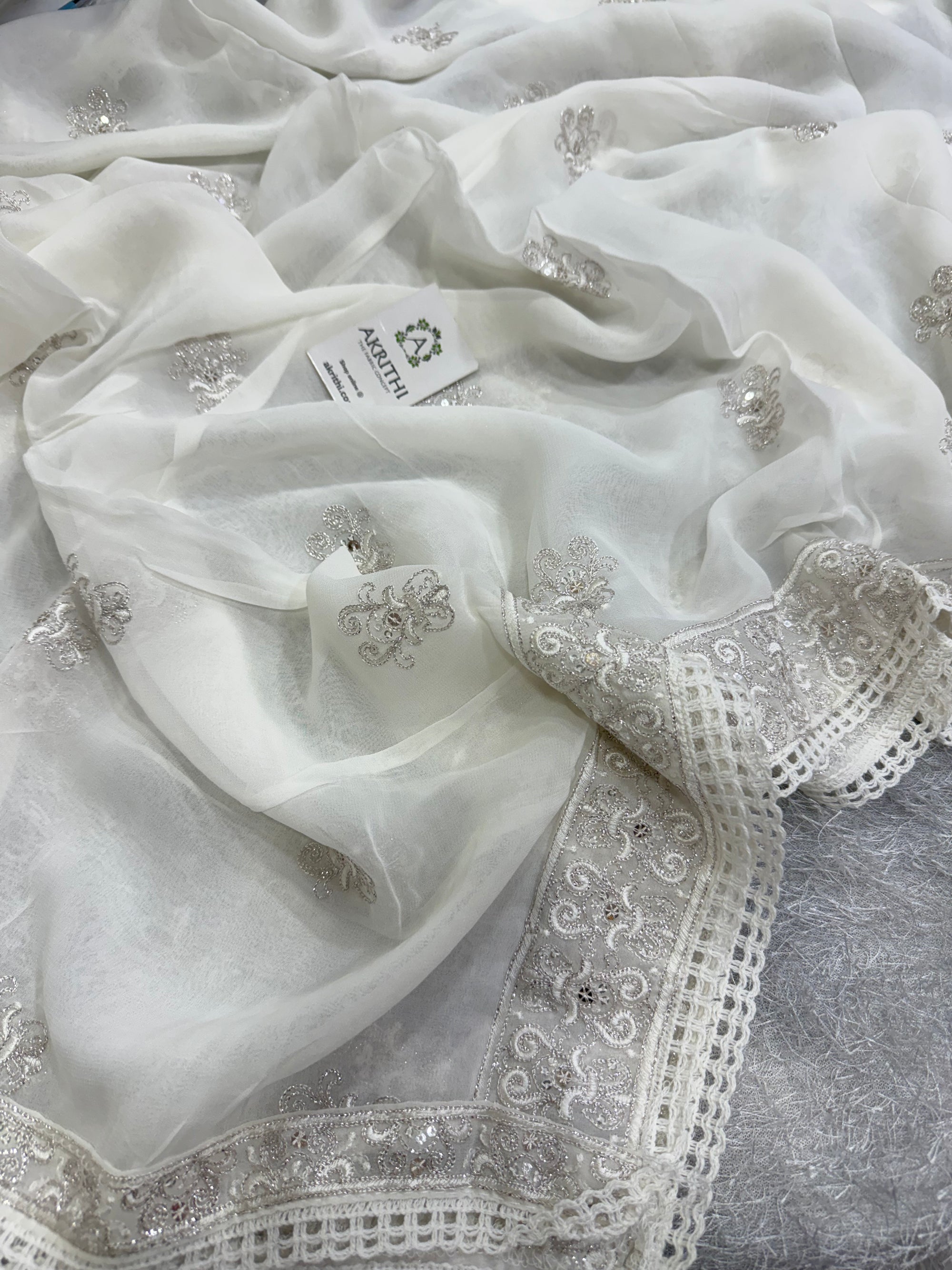 Dyeable embroidered georgette dupatta