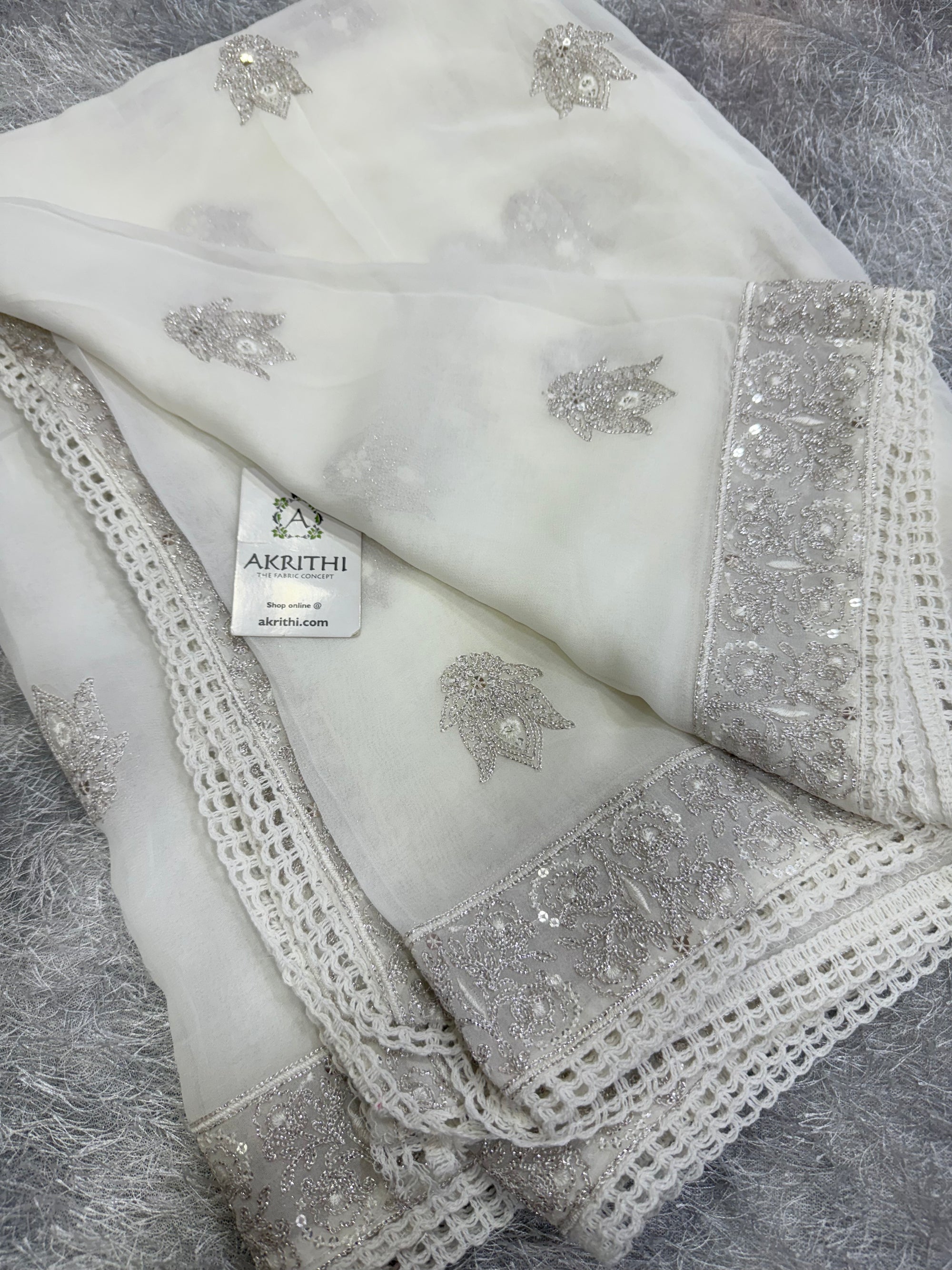Dyeable embroidered georgette dupatta