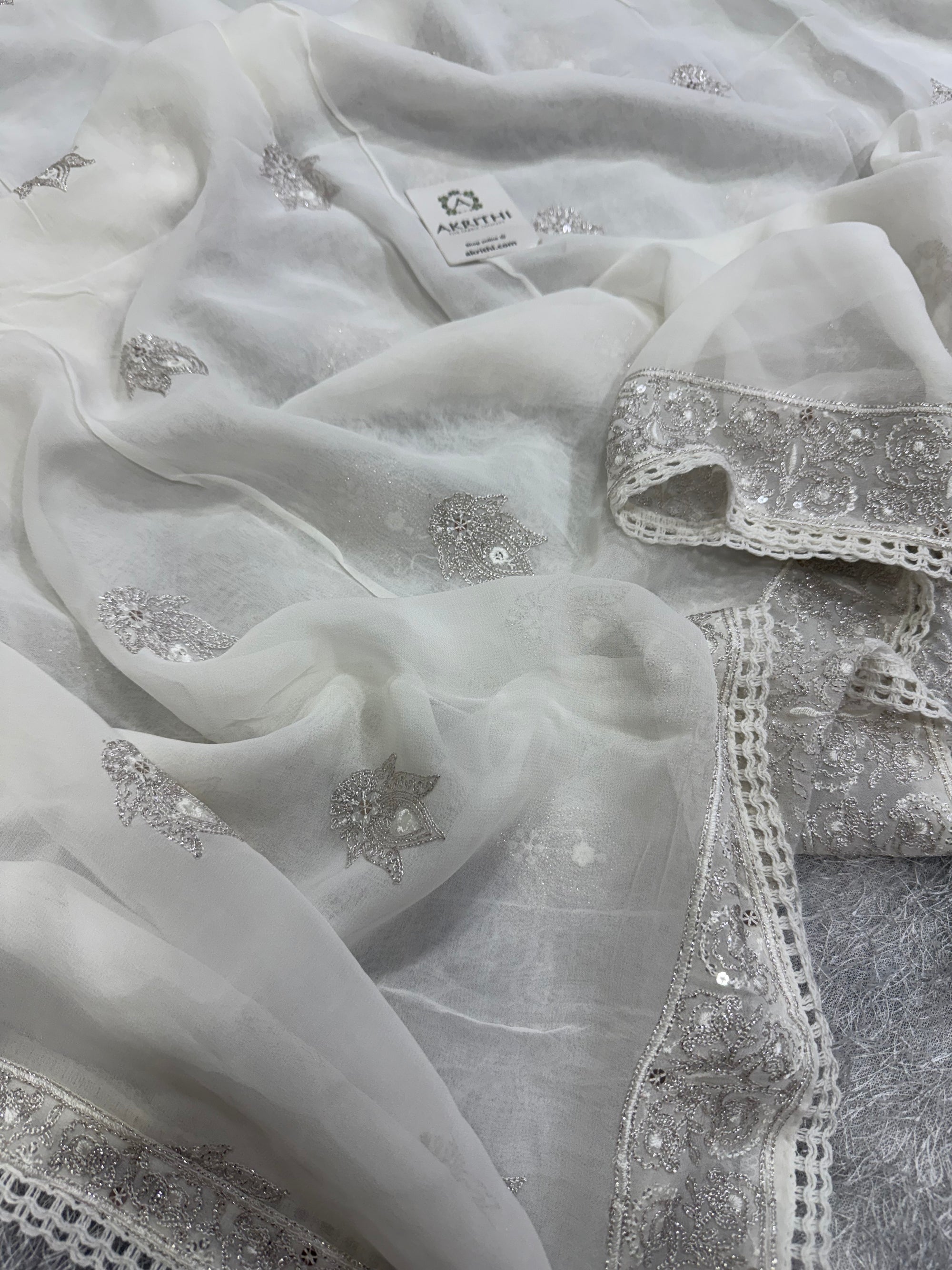 Dyeable embroidered georgette dupatta