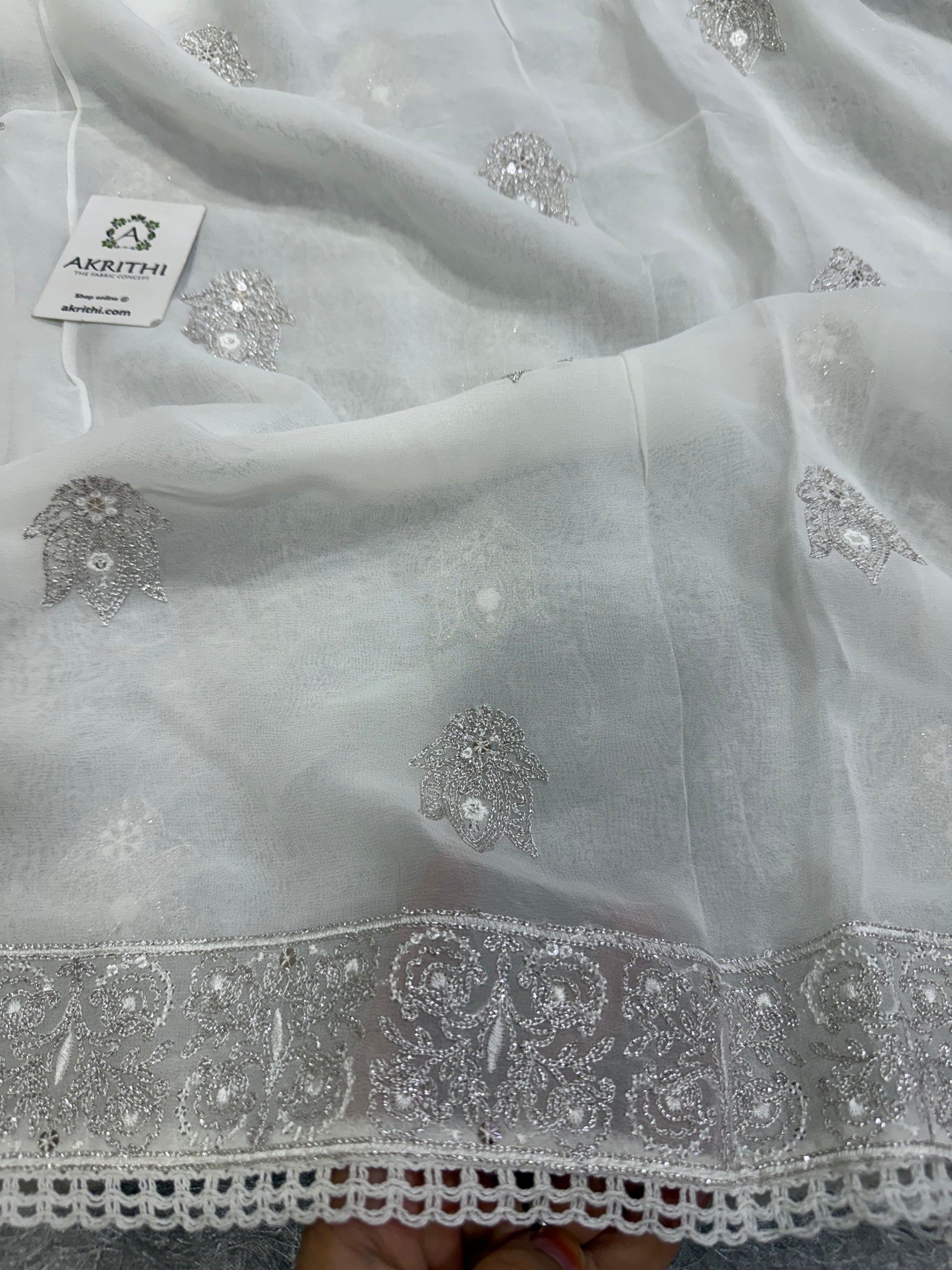 Dyeable embroidered georgette dupatta