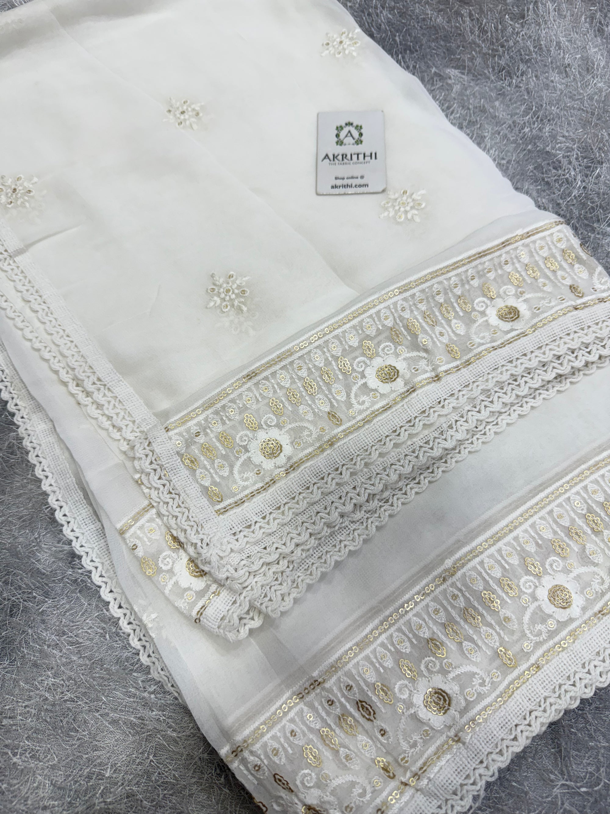 Dyeable embroidered georgette dupatta