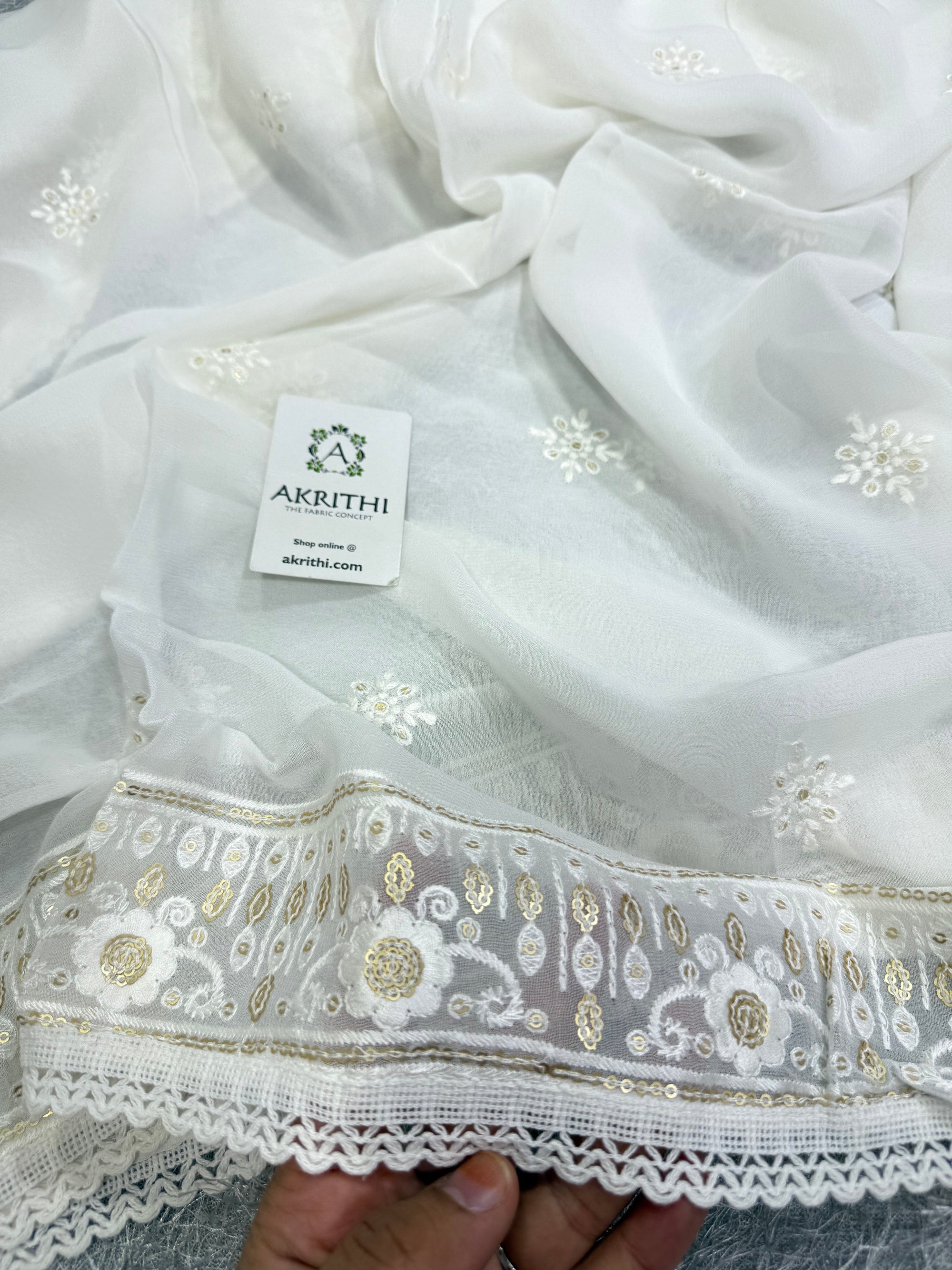 Dyeable embroidered georgette dupatta