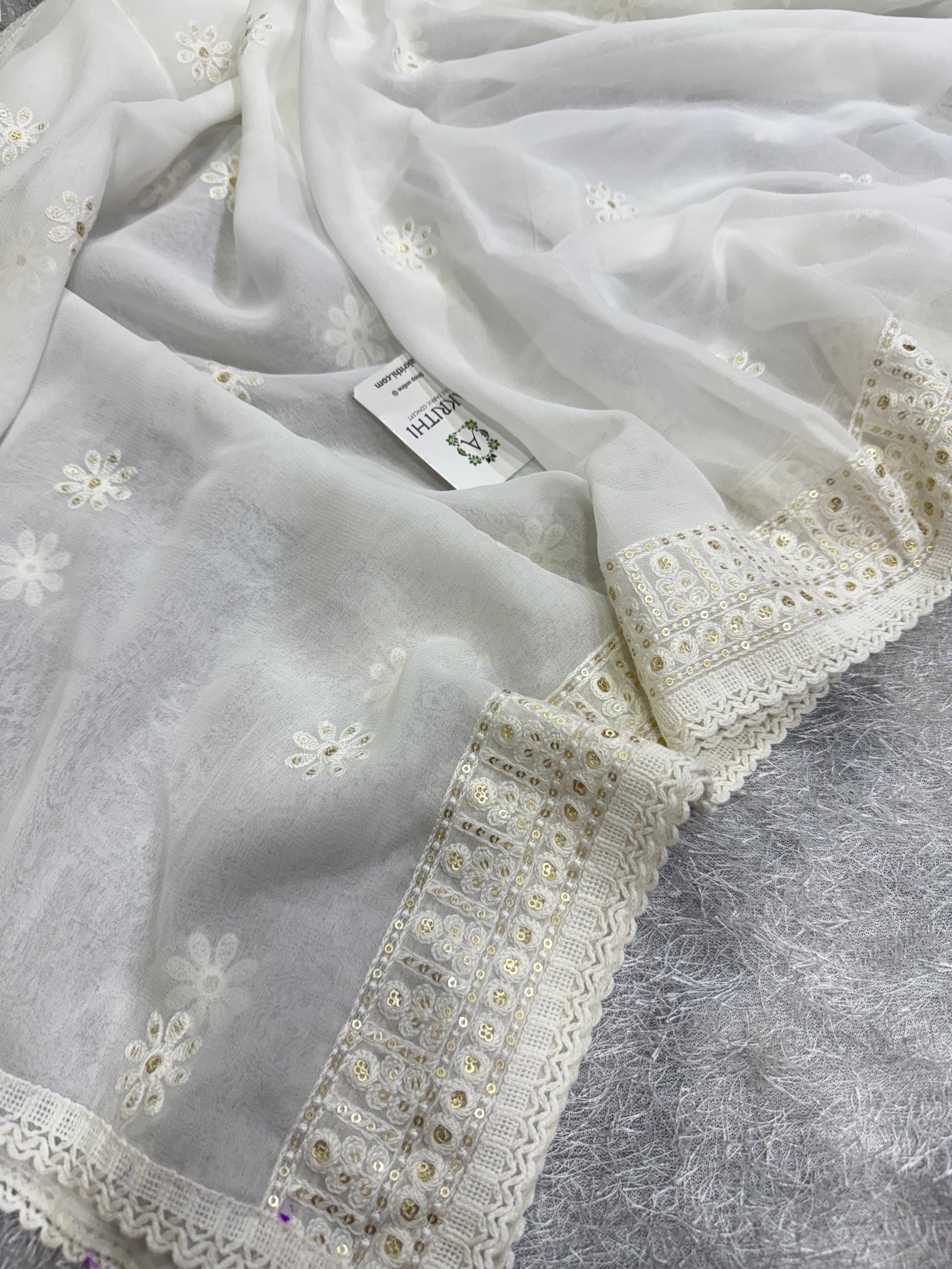 Dyeable embroidered georgette dupatta