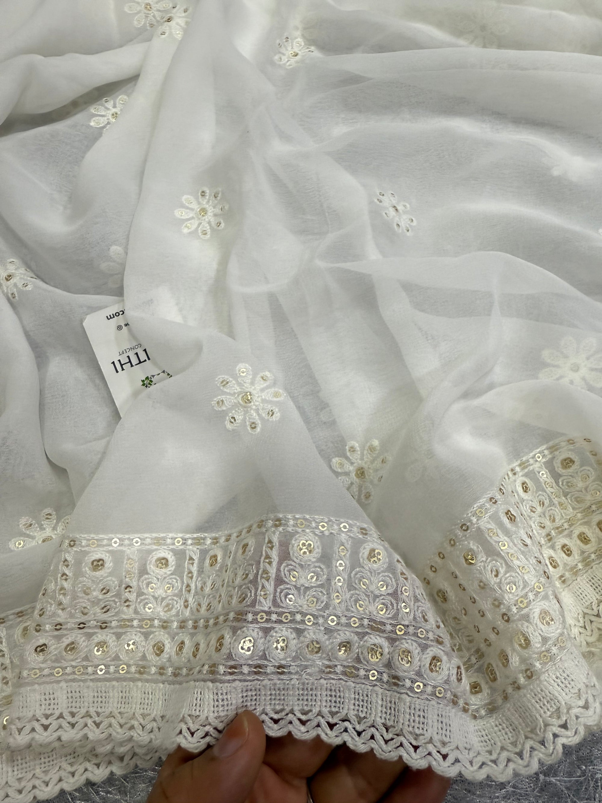 Dyeable embroidered georgette dupatta