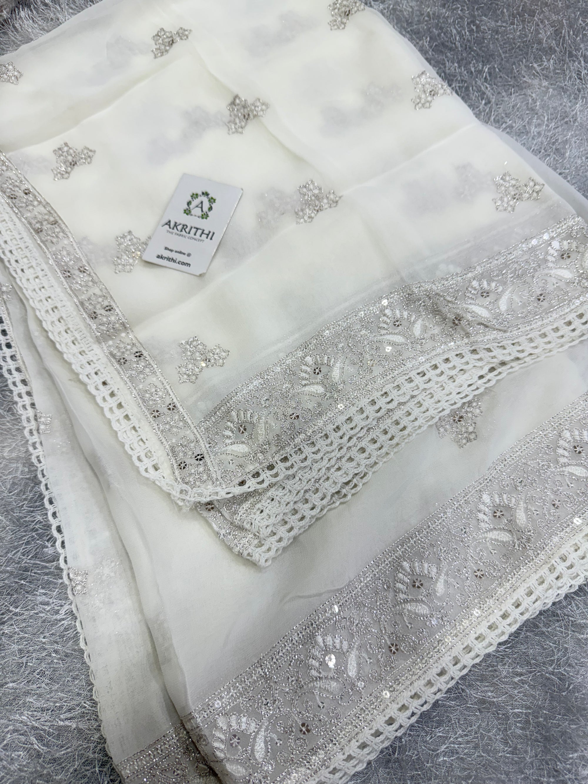 Dyeable embroidered georgette dupatta