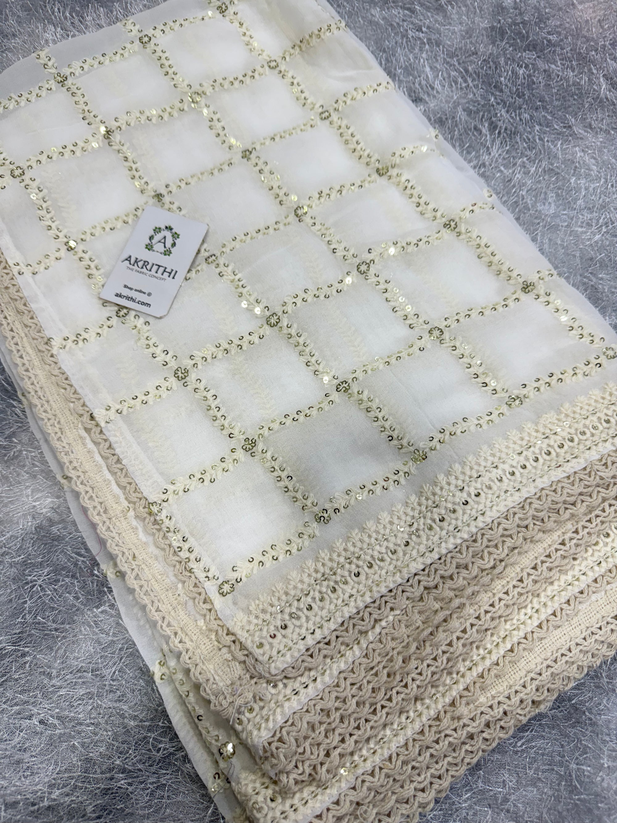 Dyeable embroidered georgette dupatta