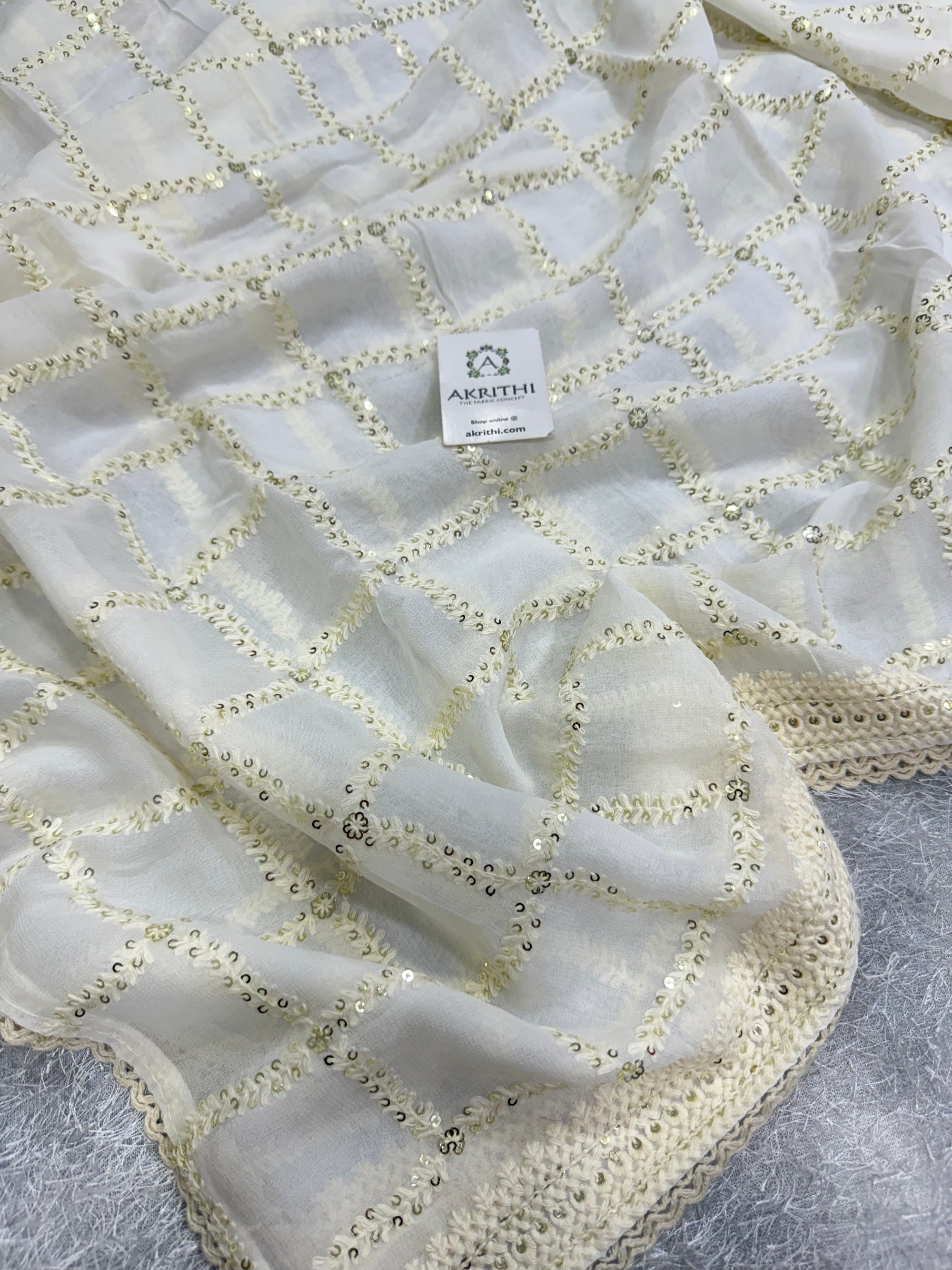 Dyeable embroidered georgette dupatta