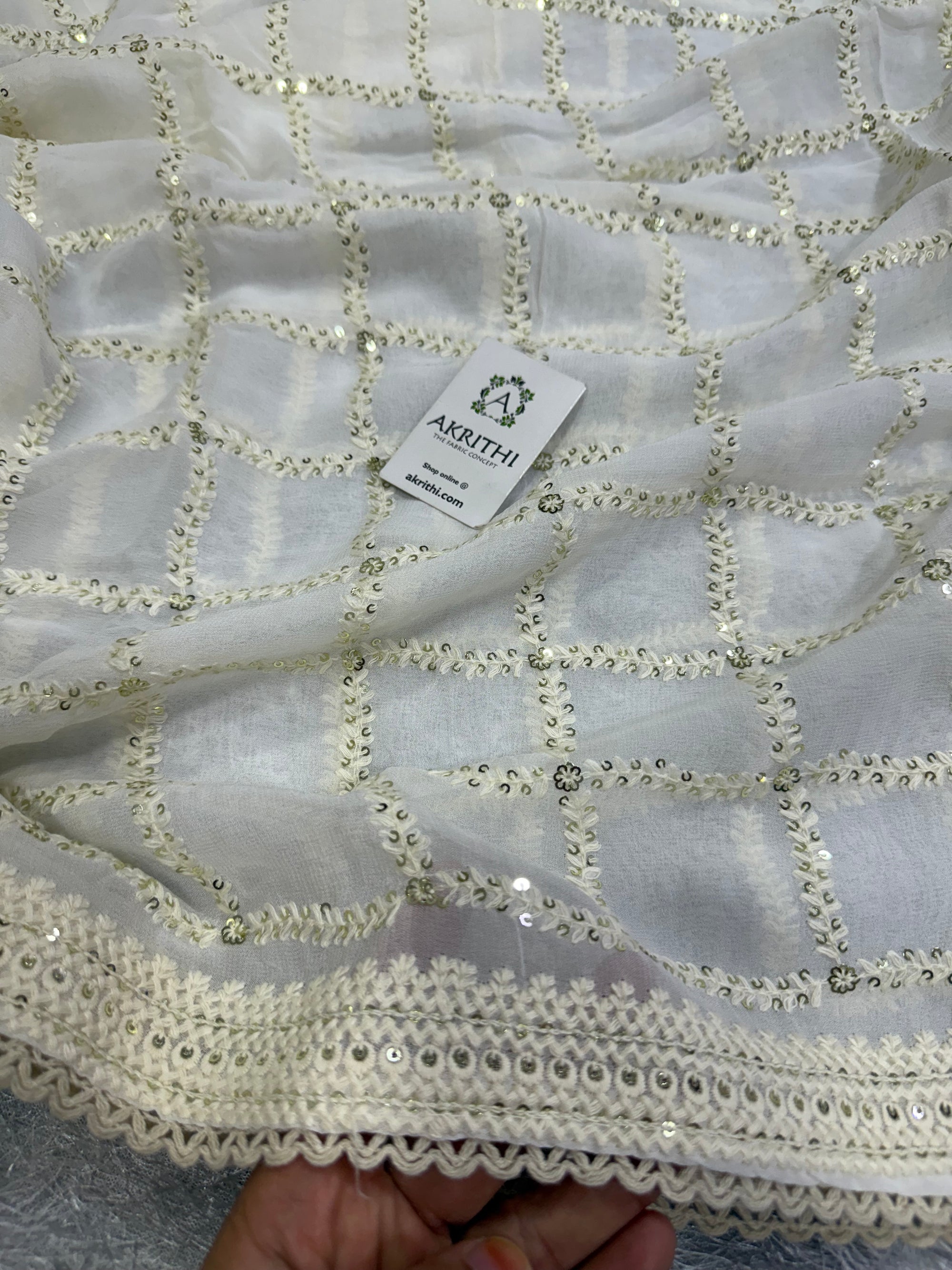 Dyeable embroidered georgette dupatta