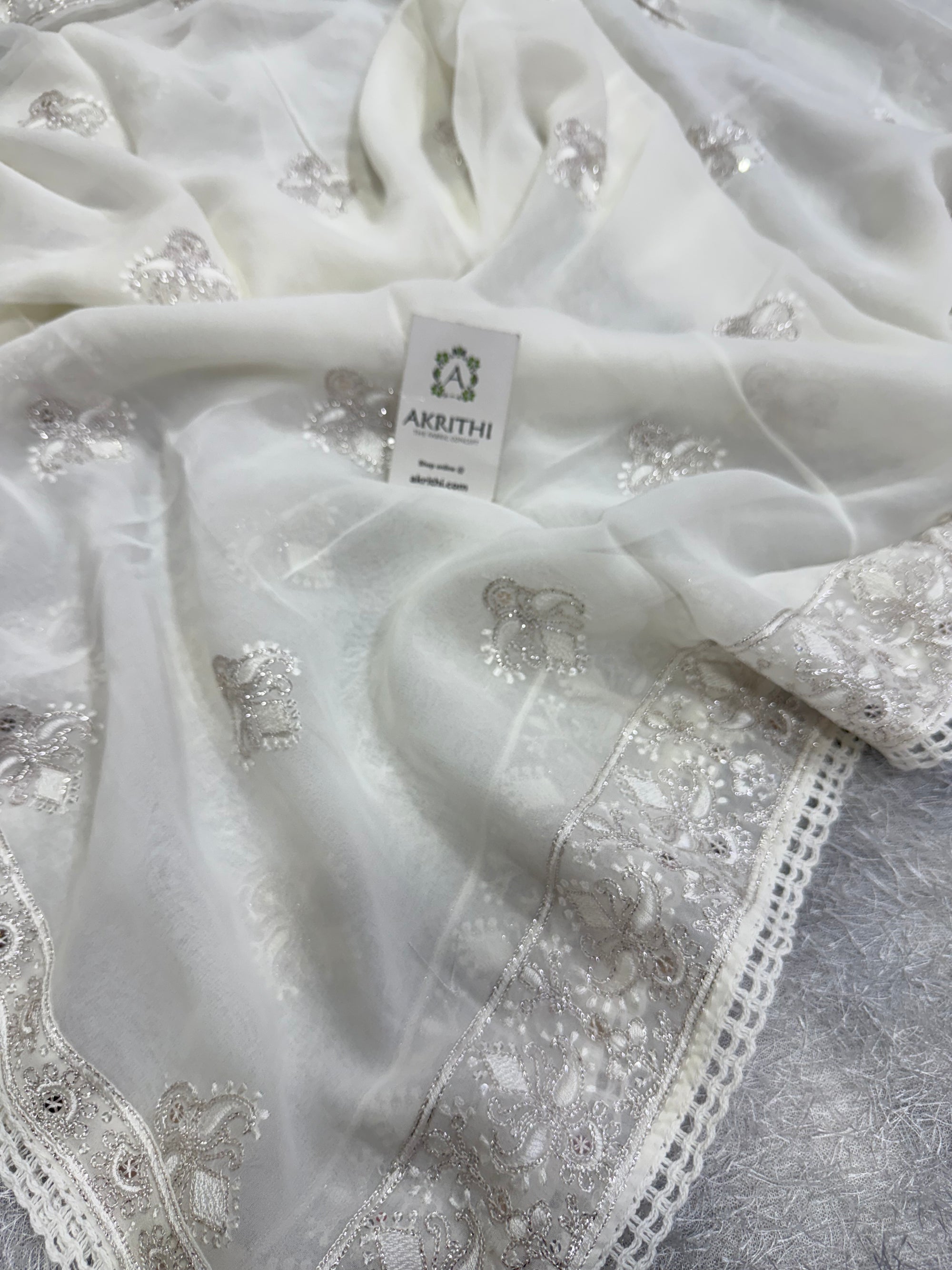 Dyeable embroidered georgette dupatta