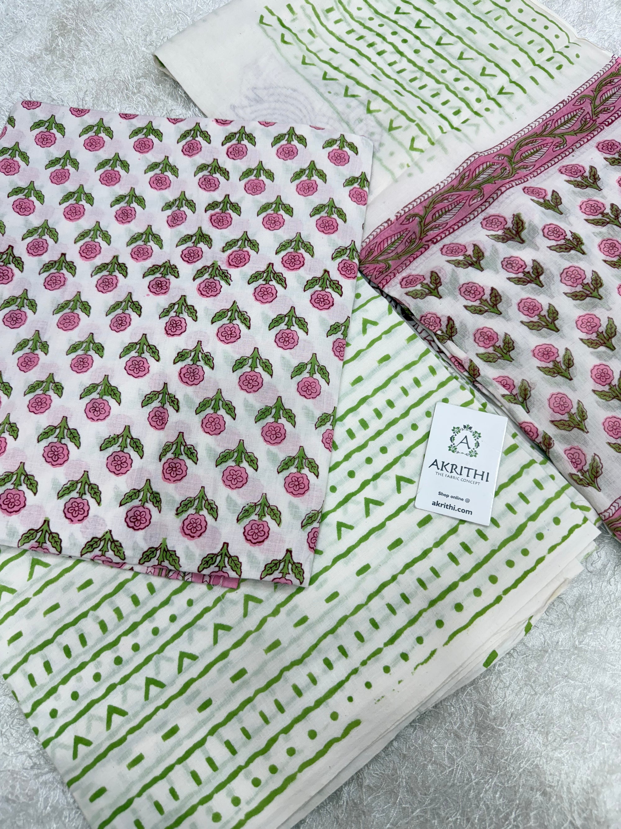 Block printed pure cotton salwar suit with mul cotton dupatta