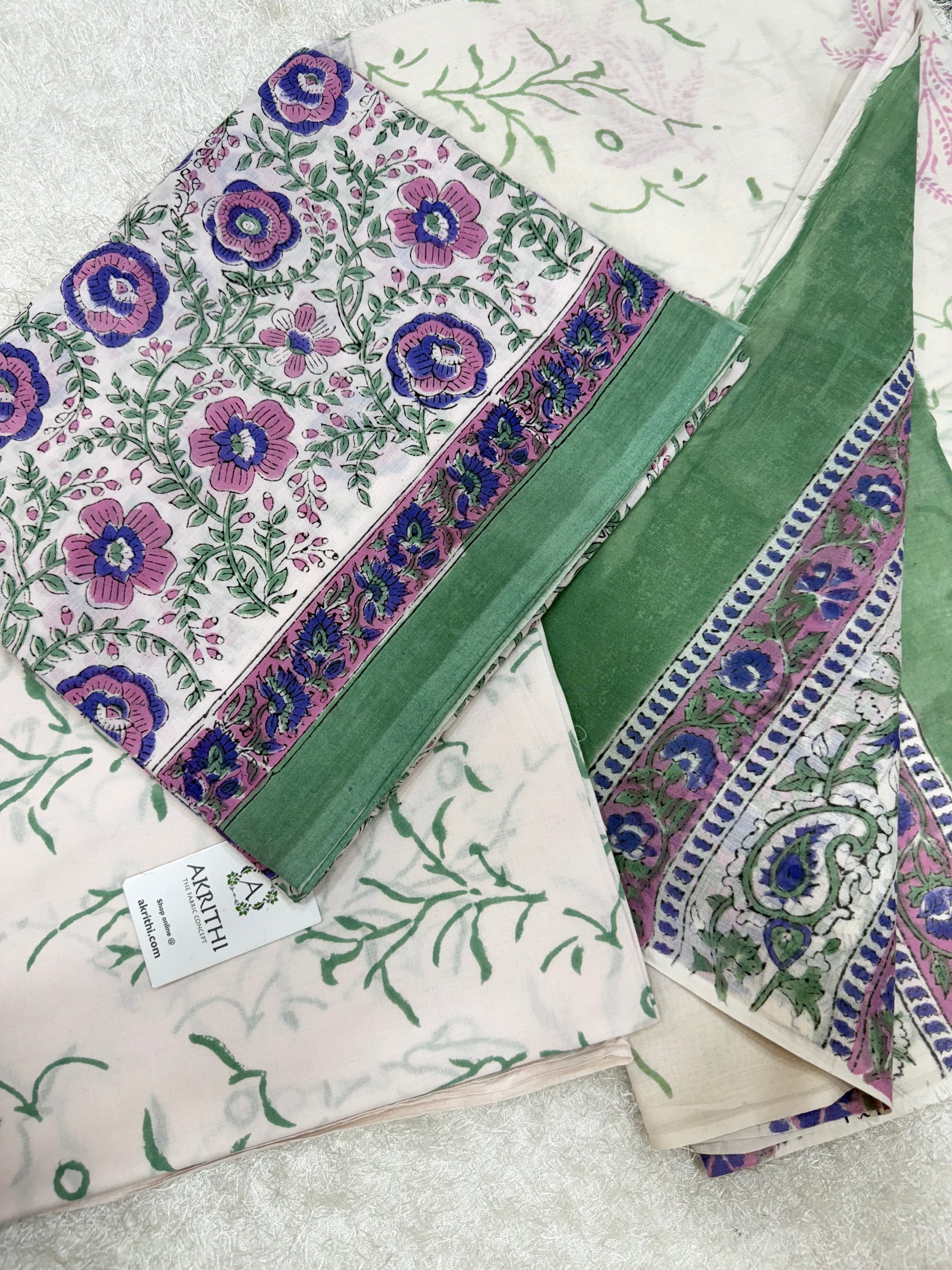Block printed pure cotton salwar suit with mul cotton dupatta