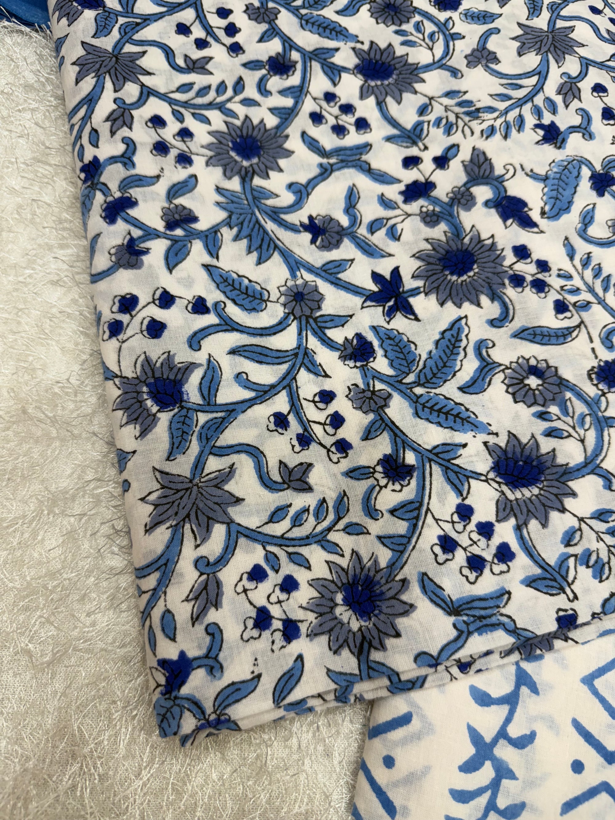 Block printed pure cotton salwar suit with mul cotton dupatta