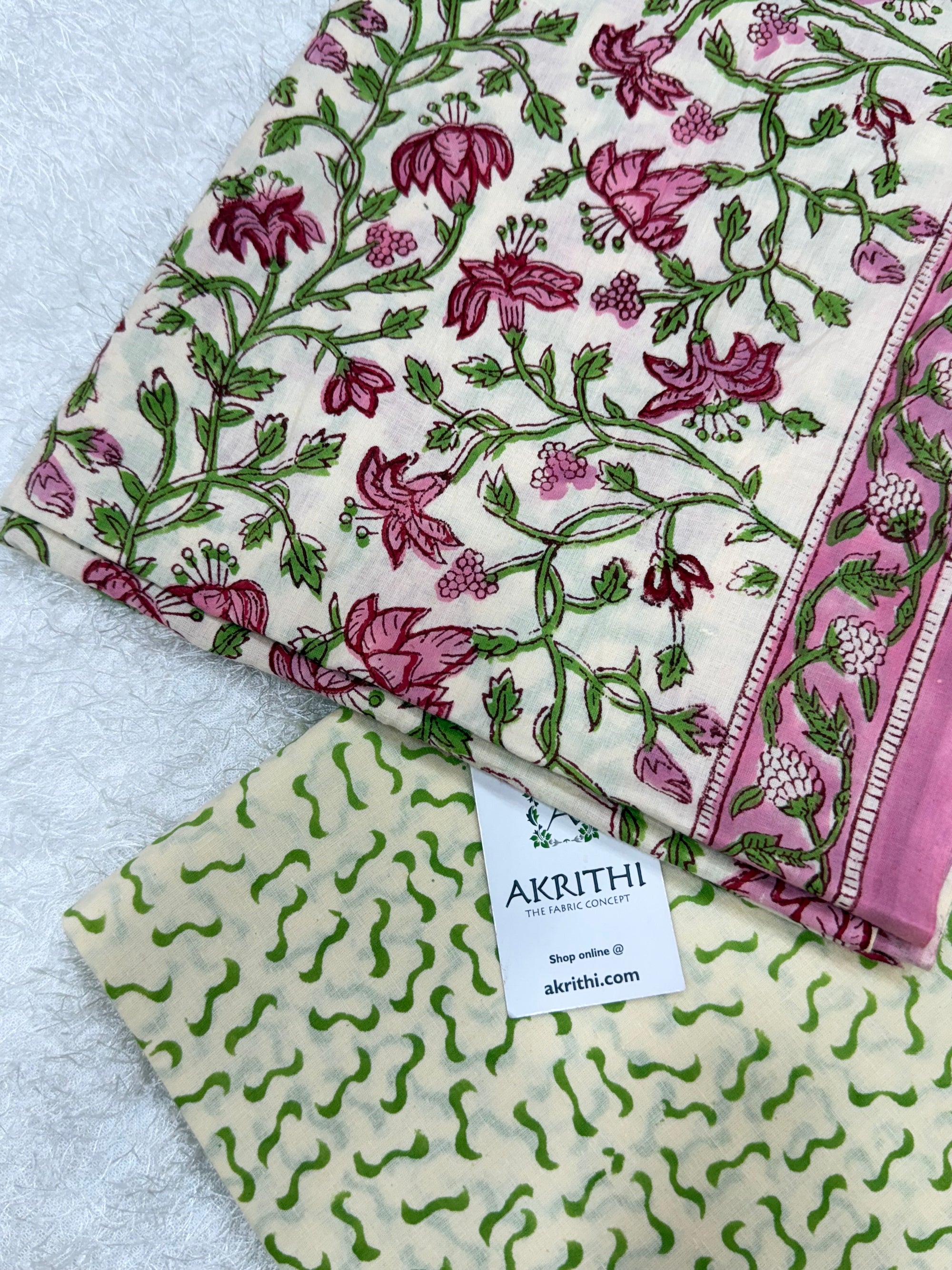 Block printed pure cotton salwar suit with mul cotton dupatta