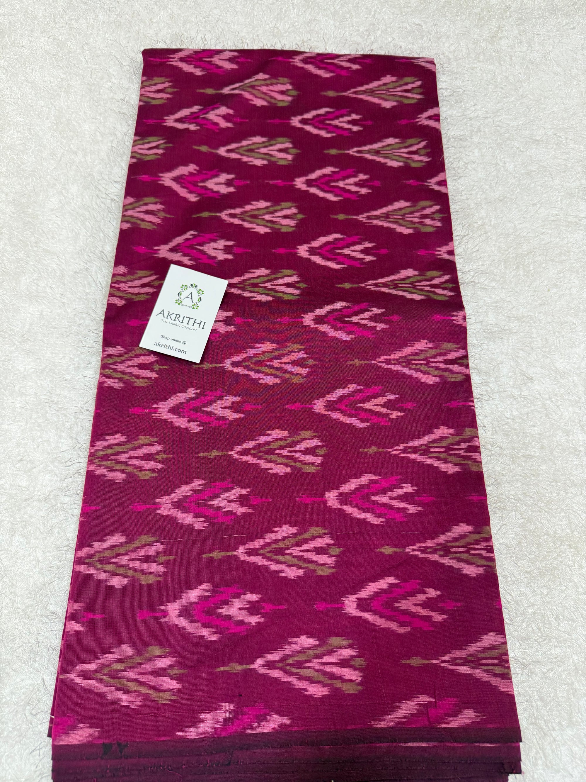 Handwoven Ikat pure silk with mercerised cotton fabric
