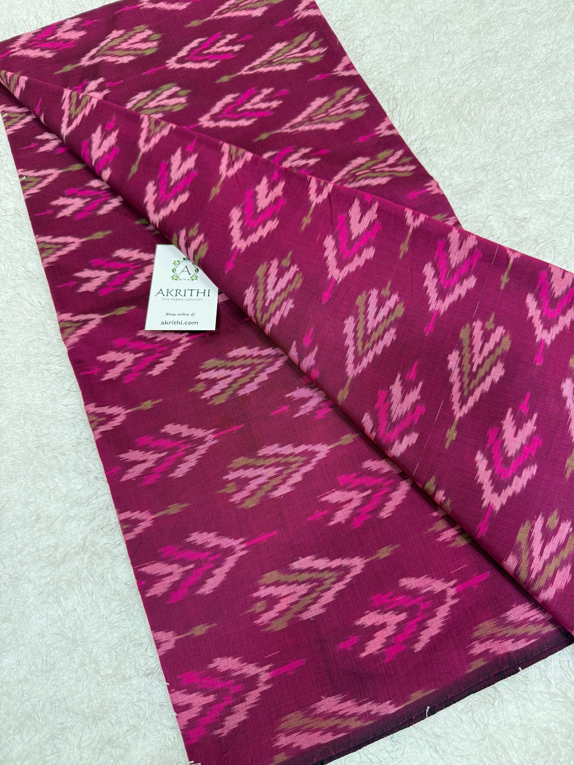 Handwoven Ikat pure silk with mercerised cotton fabric