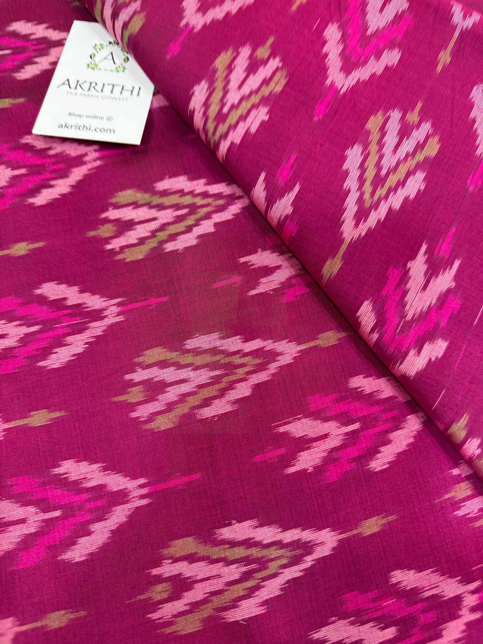 Handwoven Ikat pure silk with mercerised cotton fabric