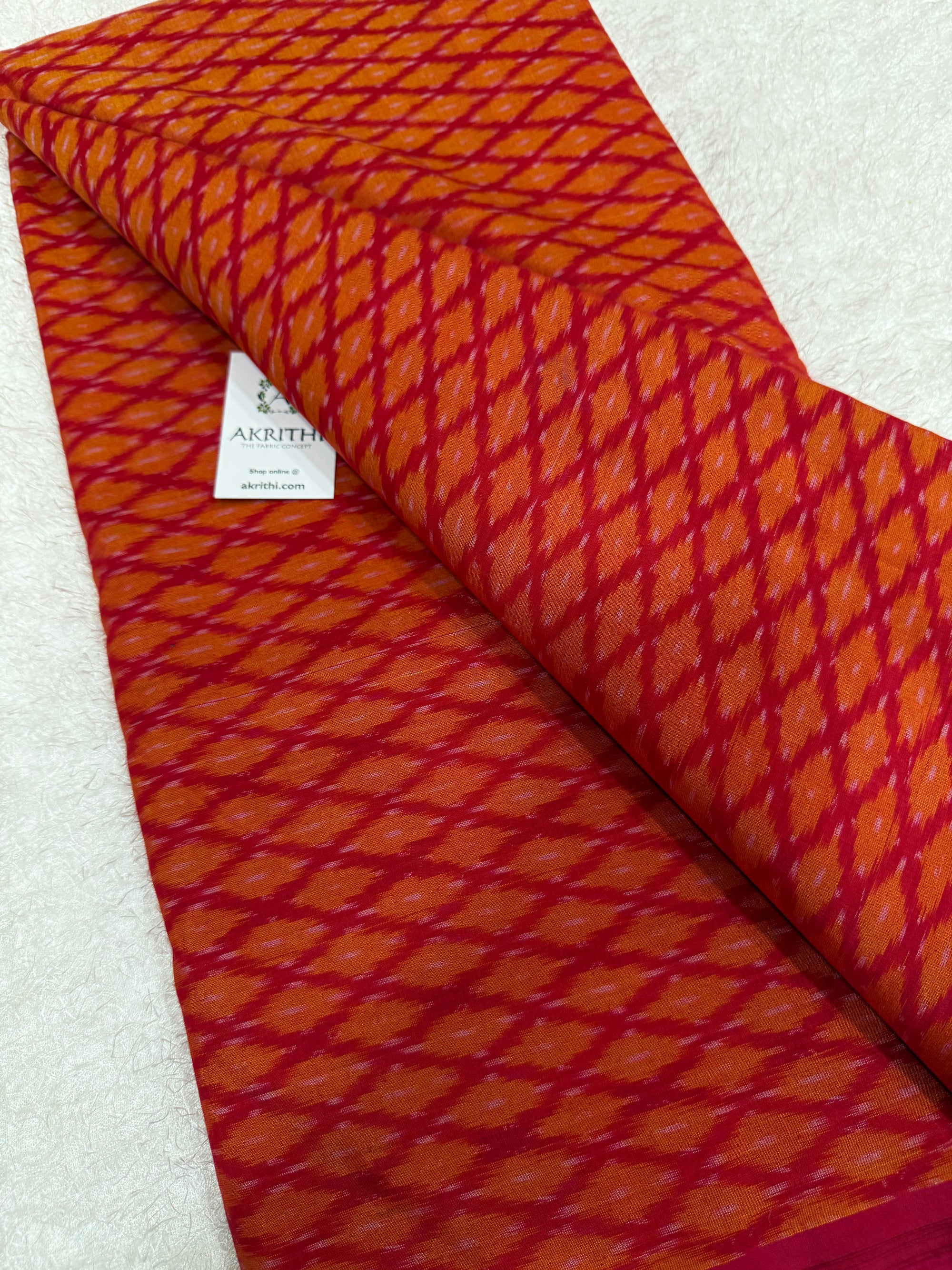 Handwoven Ikat pure silk with mercerised cotton fabric