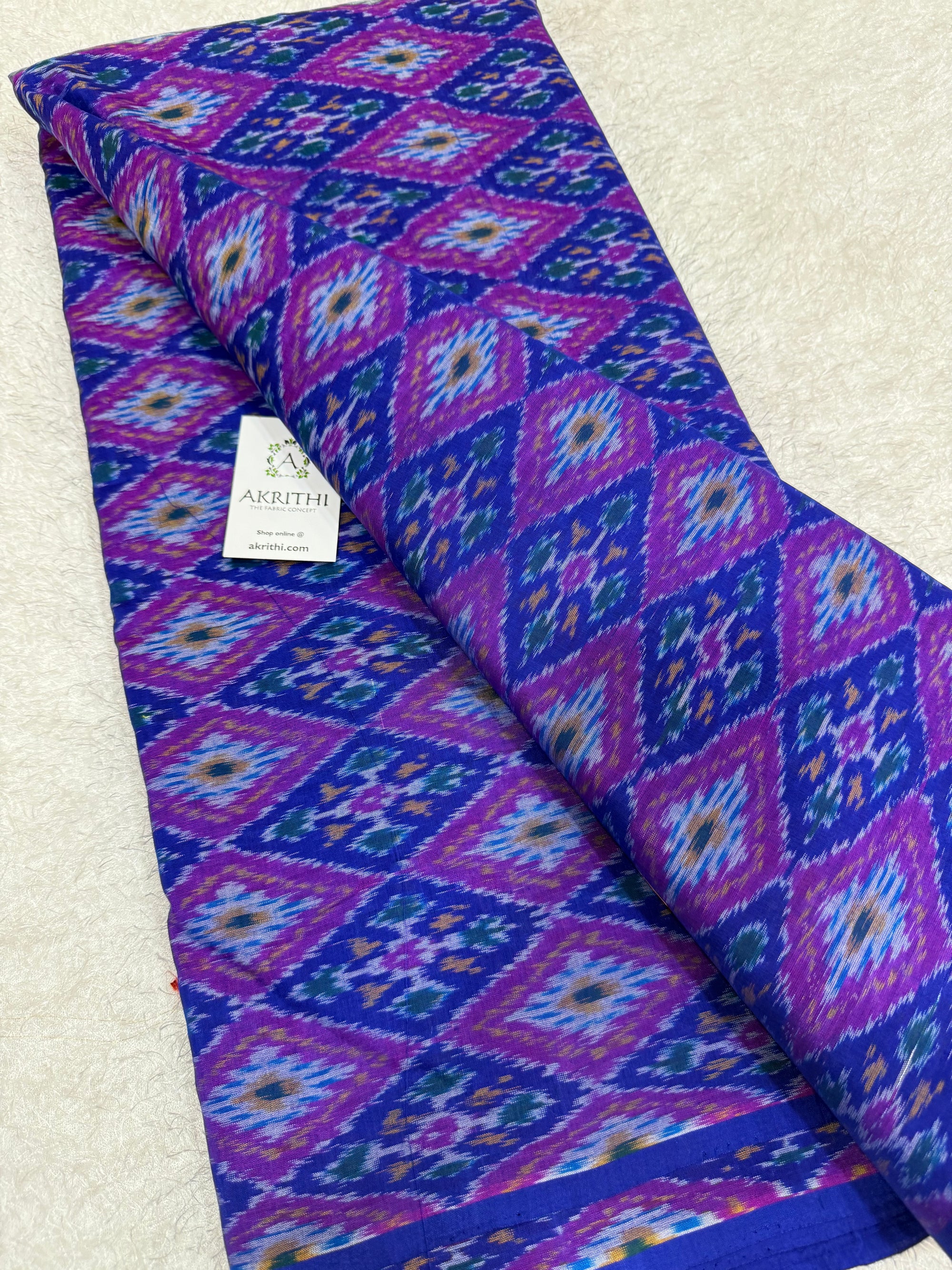 Handwoven Ikat pure silk with mercerised cotton fabric