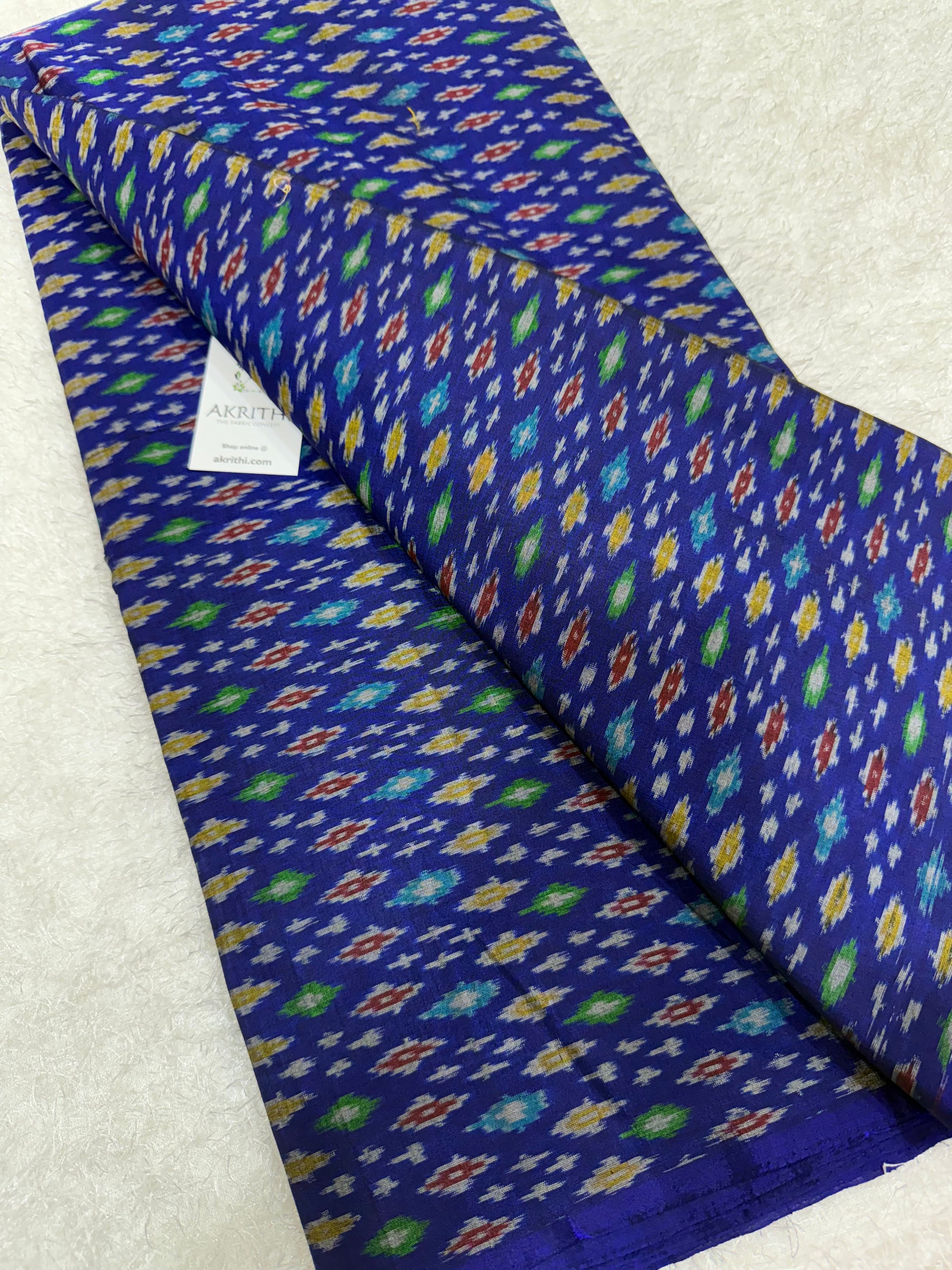 Handwoven Ikat pure silk with mercerised cotton fabric