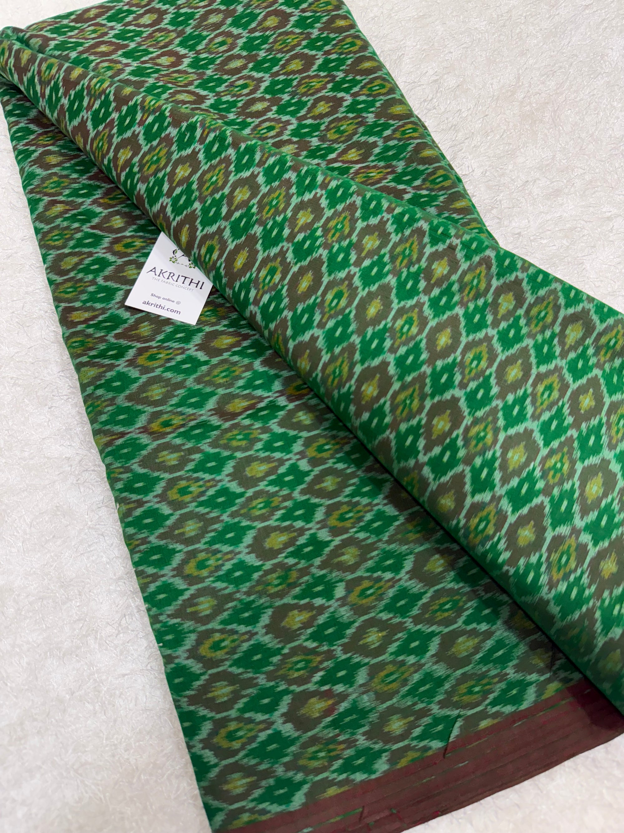 Handwoven Ikat pure silk with mercerised cotton fabric